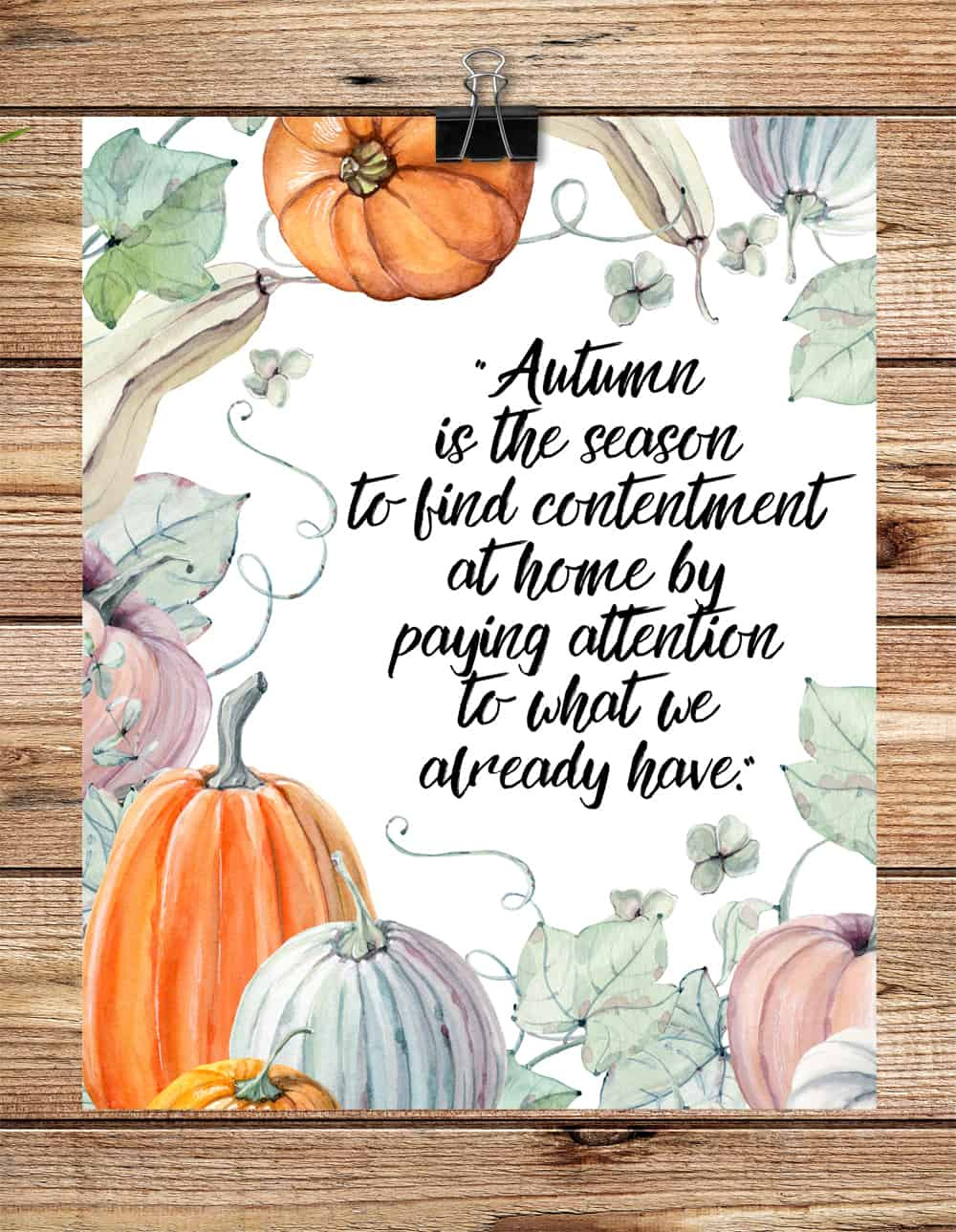 Autumn Pumpkin Watercolor Printable - Domestically Designed with Pumpkin Free Fall Printables