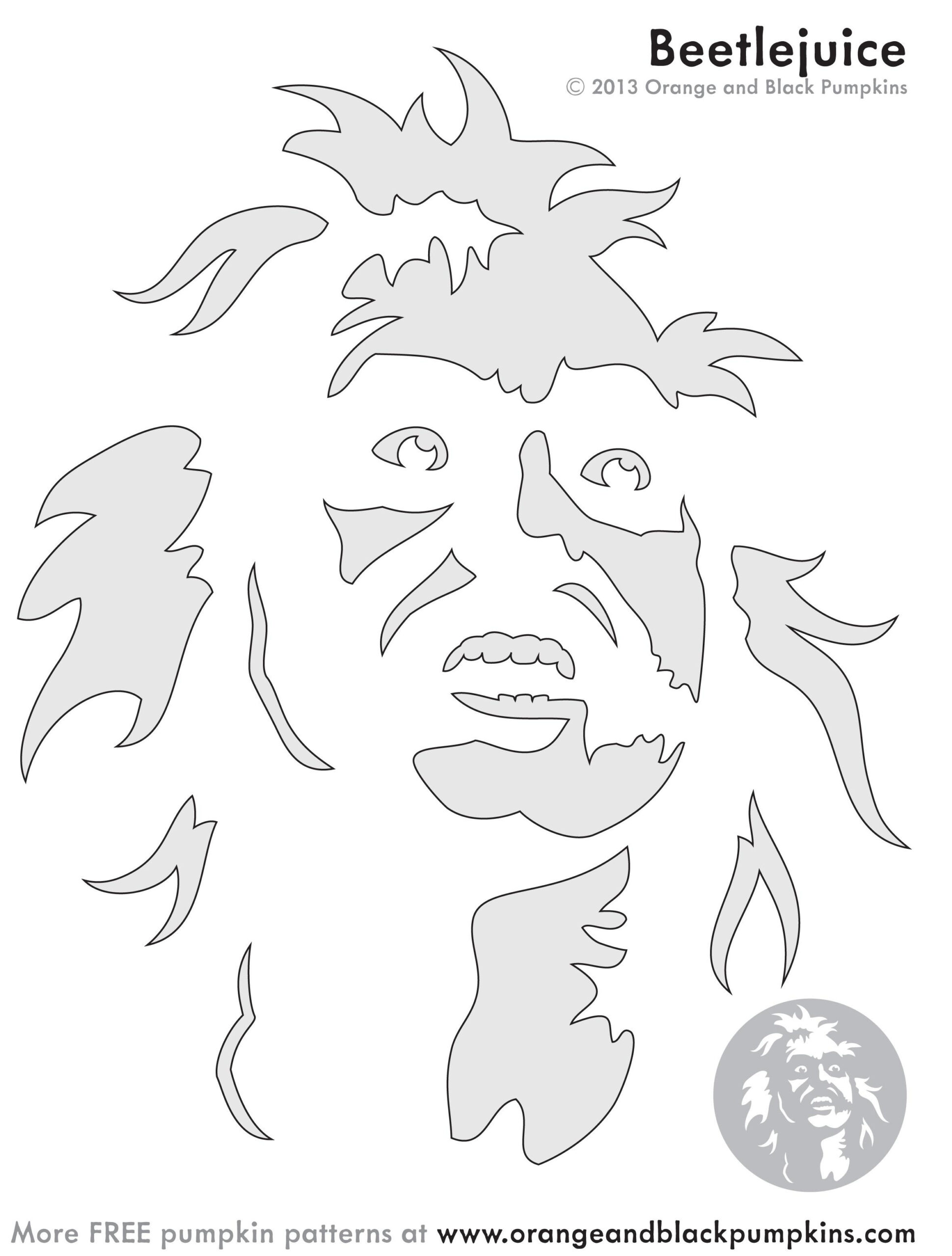 Beetlejuice (Pumpkin Stencil - Pumpkin Pattern - Pumpkin Template in Beetlejuice Pumpkin Stencil Printable