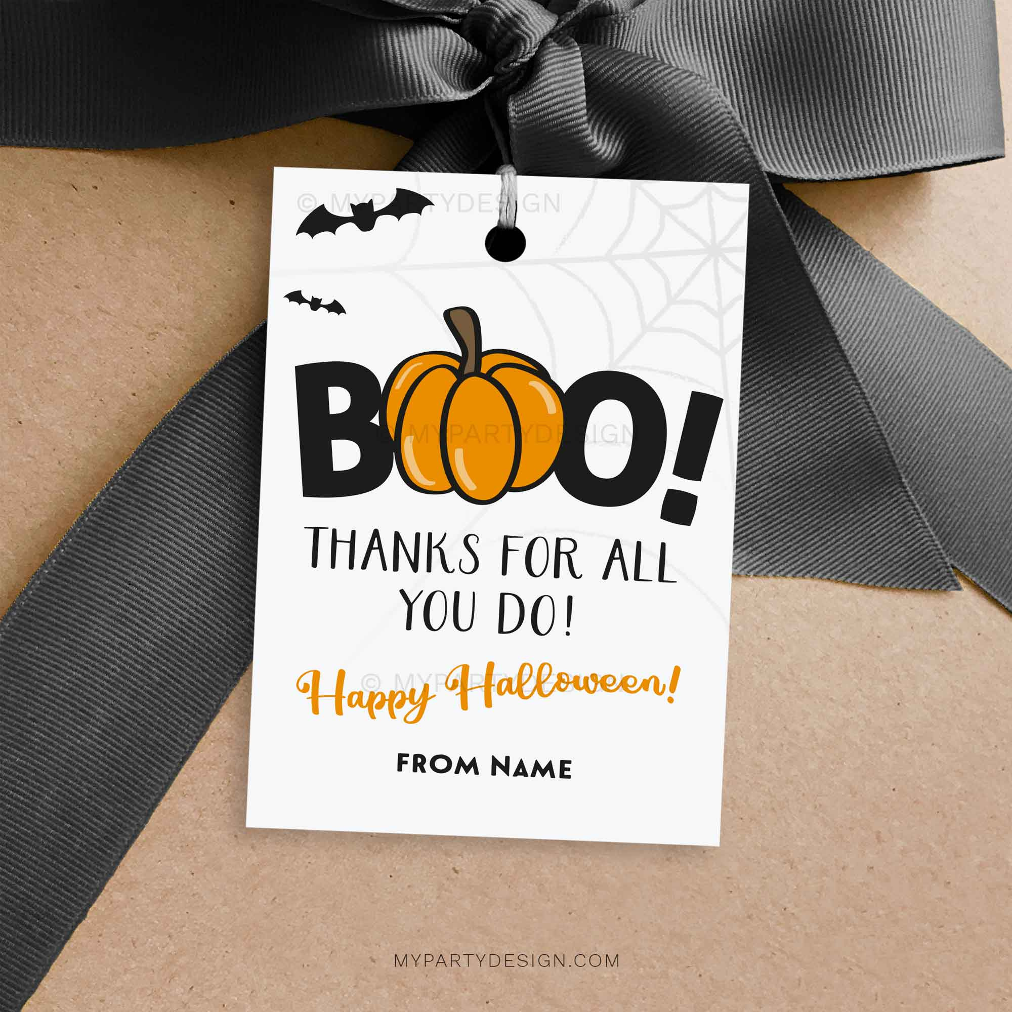 Boo Thanks For All You Do Halloween Tags, Printable Pdf - My Party throughout Printable Halloween Thank You