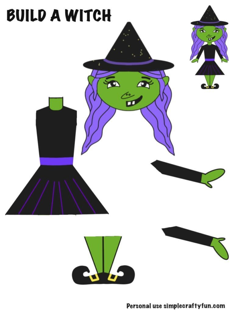 Build A Witch Craft Fun Free Printable For Kids - inside Printable Halloween Witch