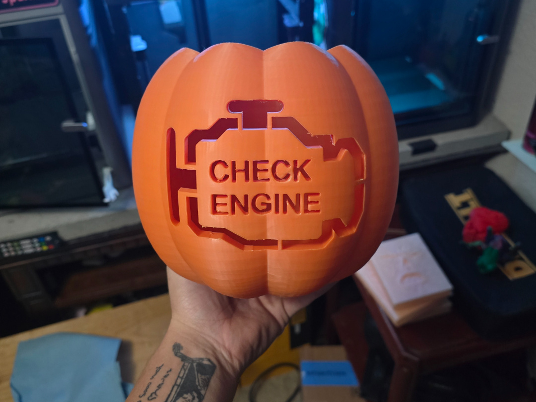Check Engine Light Pumpkinthe Austin Zombie Makerworld within Check Engine Light Pumpkin Stencil Printable