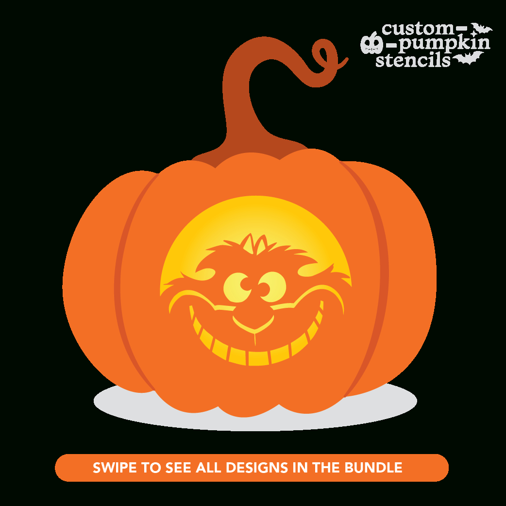 Cheshire Cat Pumpkin Carving Stencil - Custom Pumpkin Stencils 2025 regarding Printable Cheshire Cat Pumpkin Stencil