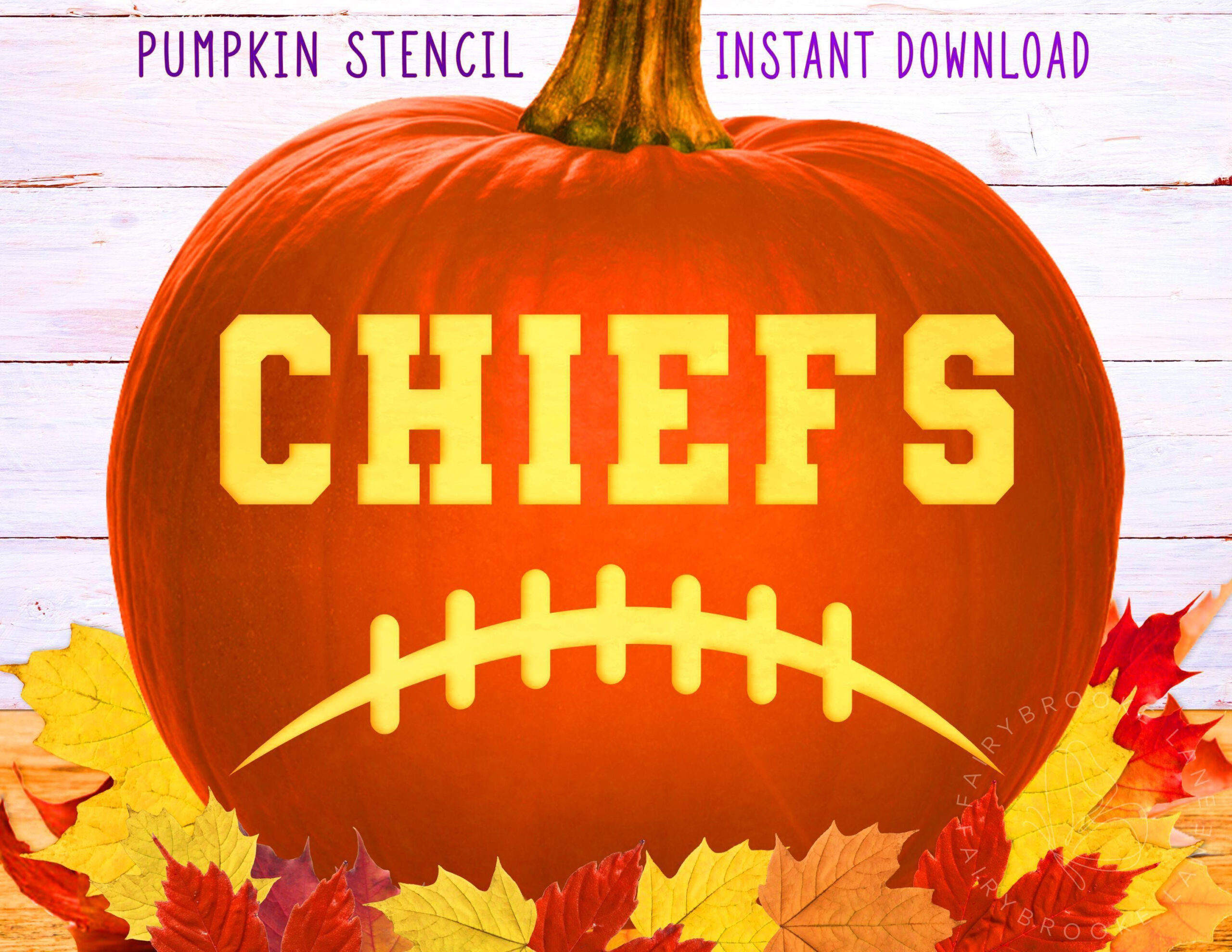 Chiefs Football Pumpkin Stencil, Football Season Pumpkin Stencil with Printable Kansas City Chiefs Pumpkin Carving Pattern