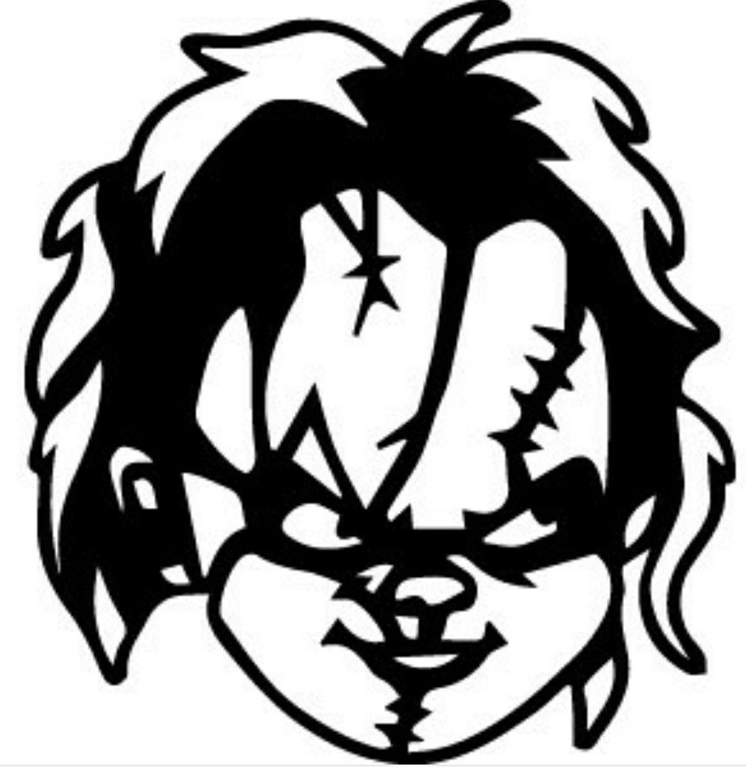 Chucky Doll Silhouette inside Printable Chucky Pumpkin Stencil