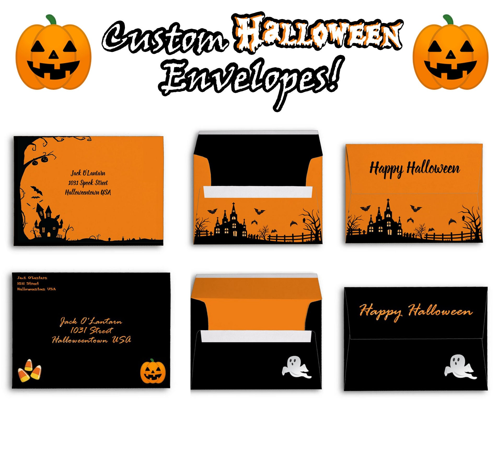 Custom Halloween Envelopes For Birthday/Party Invitations With throughout Printable Halloween Envelopes