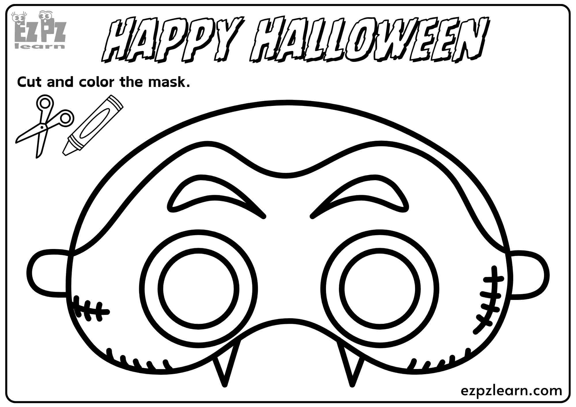 Cut And Color Vampire Halloween Mask Craft – Fun Halloween inside Printable Halloween Face Mask Template