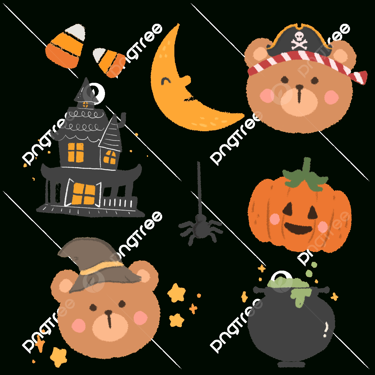 Cute Happy Halloween Spooky Korean Bear Hand Drawn Sticker pertaining to Printable Halloween Bear