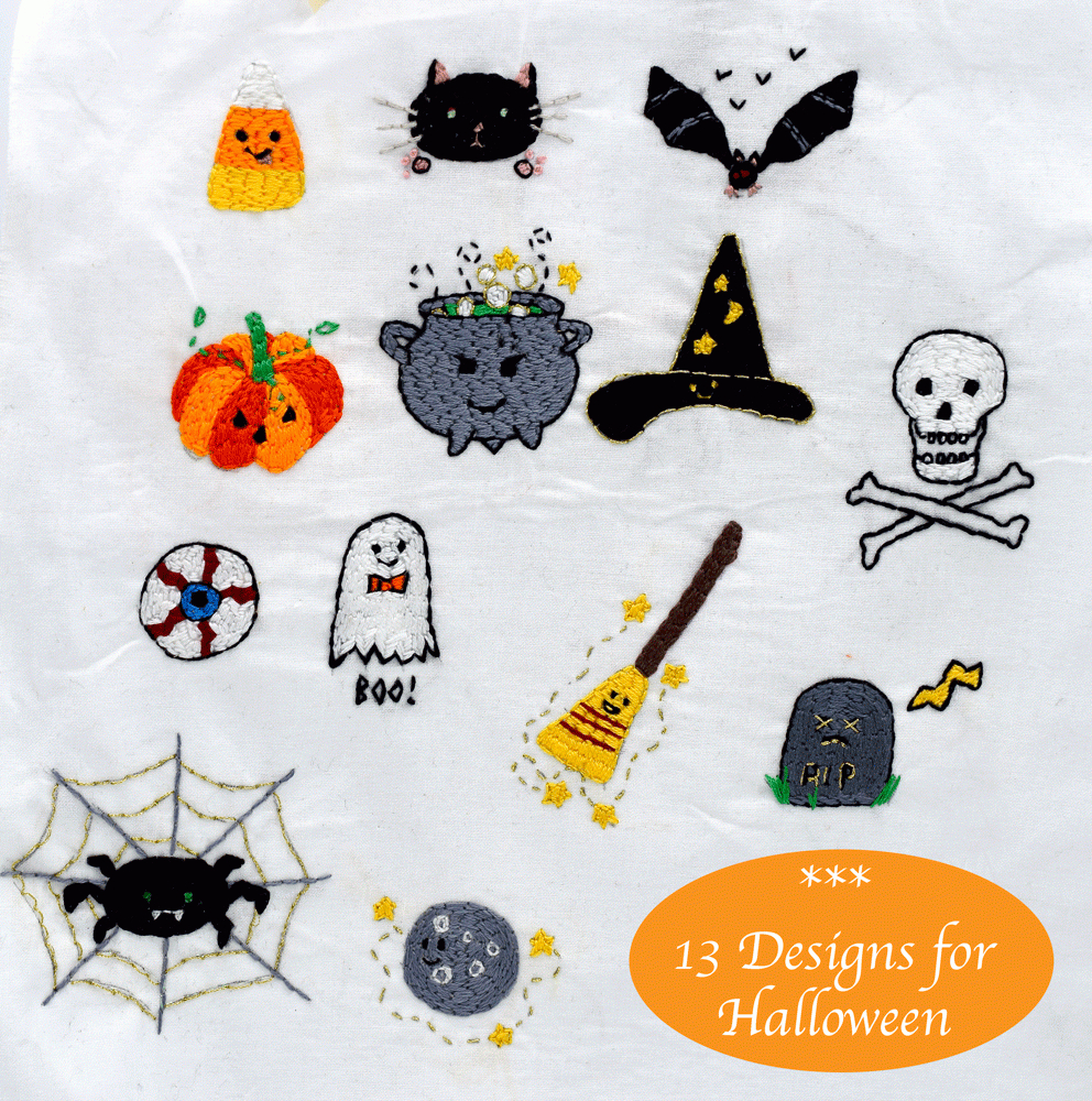 Cute Kawaii Halloween Embroidery Ideas — Pam Ash Designs throughout Printable Halloween Embroidery Patterns