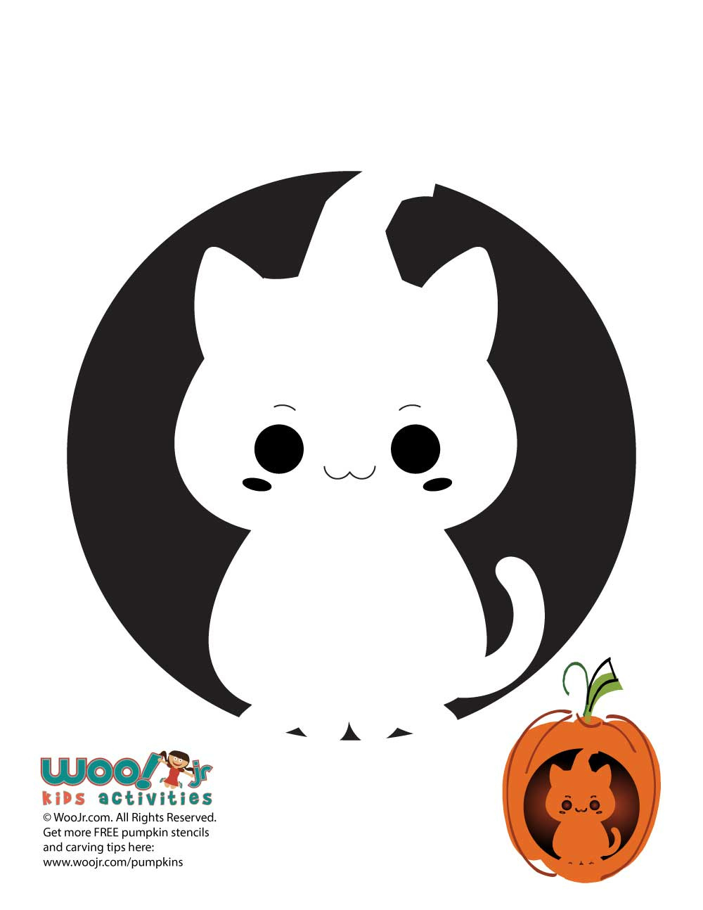 Cute Kawaii Pumpkin Stencils | Woo! Jr. Kids Activities pertaining to Printable Easy Cat Pumpkin Stencil