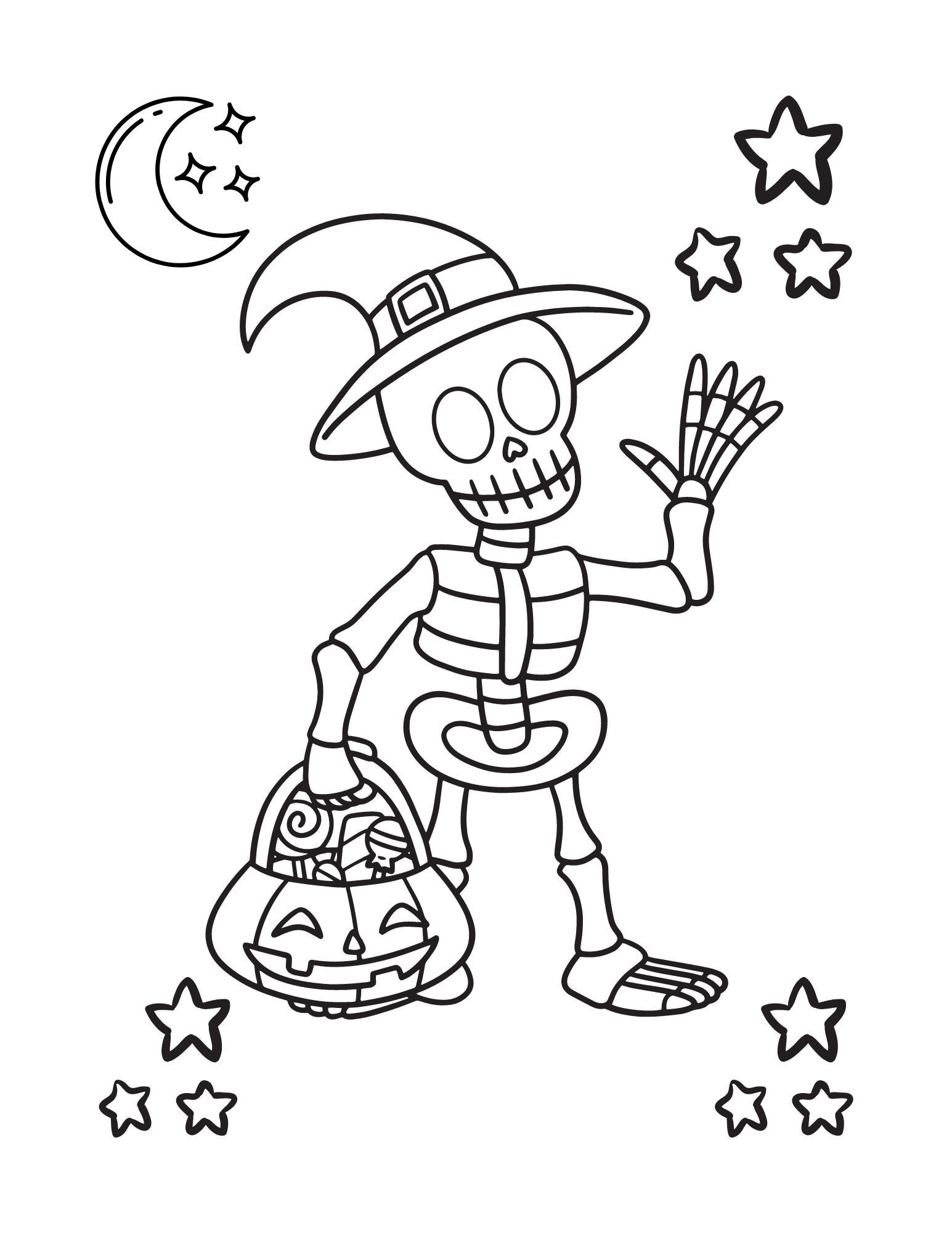 Cute Skeleton Halloween Coloring Page-Instant Download - Etsy with regard to Printable Halloween Skeleton Coloring Page