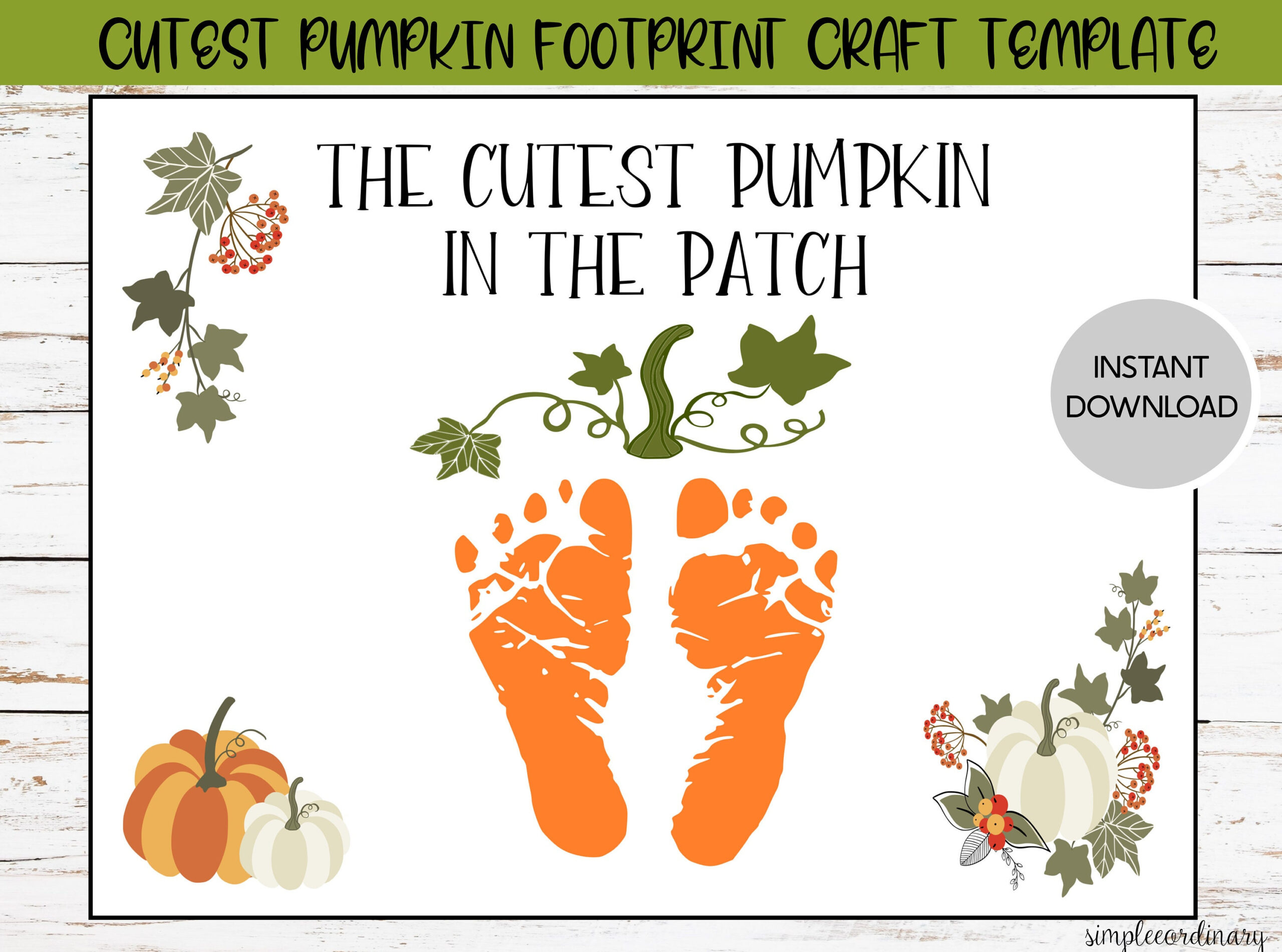 Cutest Pumpkin In The Patch Footprint Crafts, Printable Handprint in Cutest Pumpkin In The Patch Printable