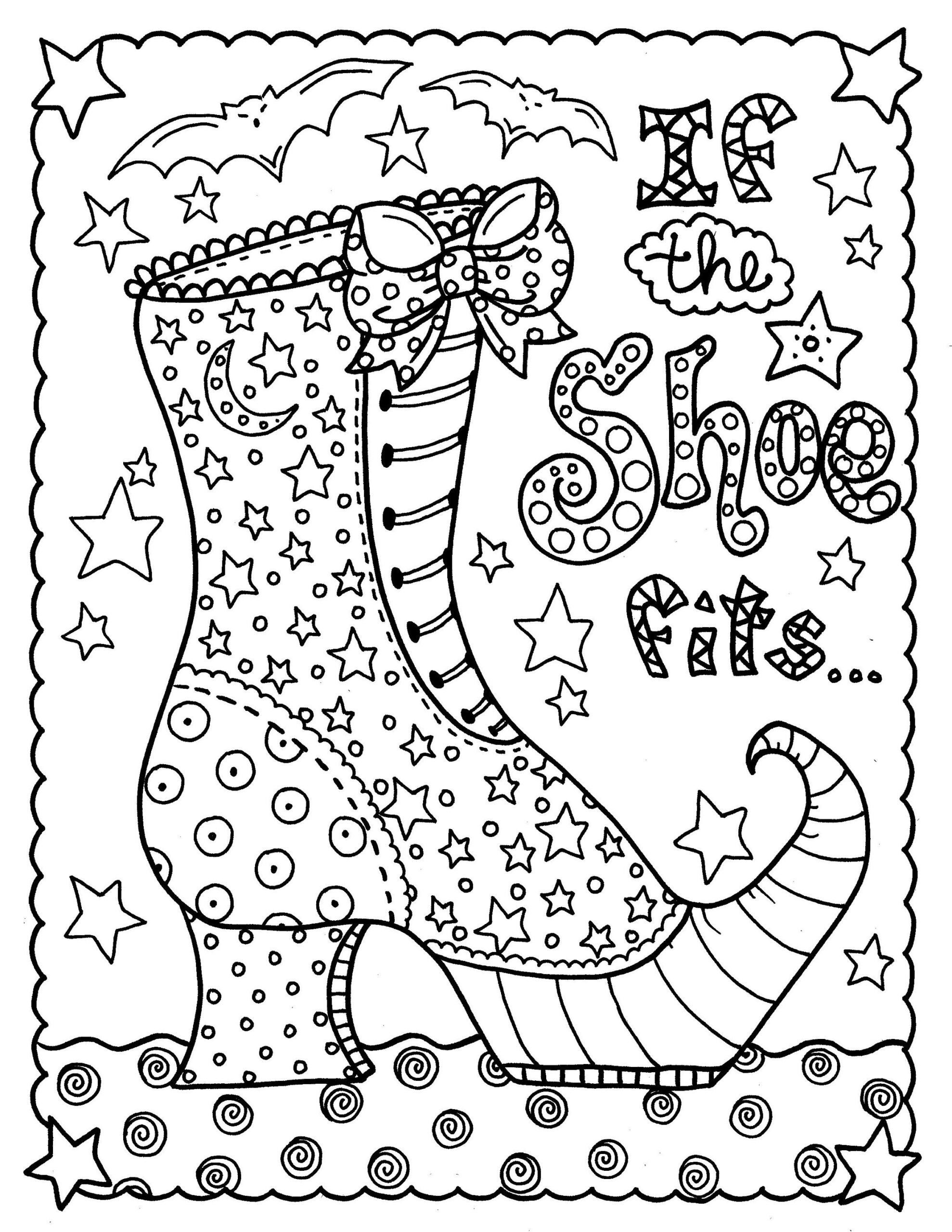 Digital Download Witch Shoe, Halloween, Coloring Page, Instant inside Printable Witch Shoe Template