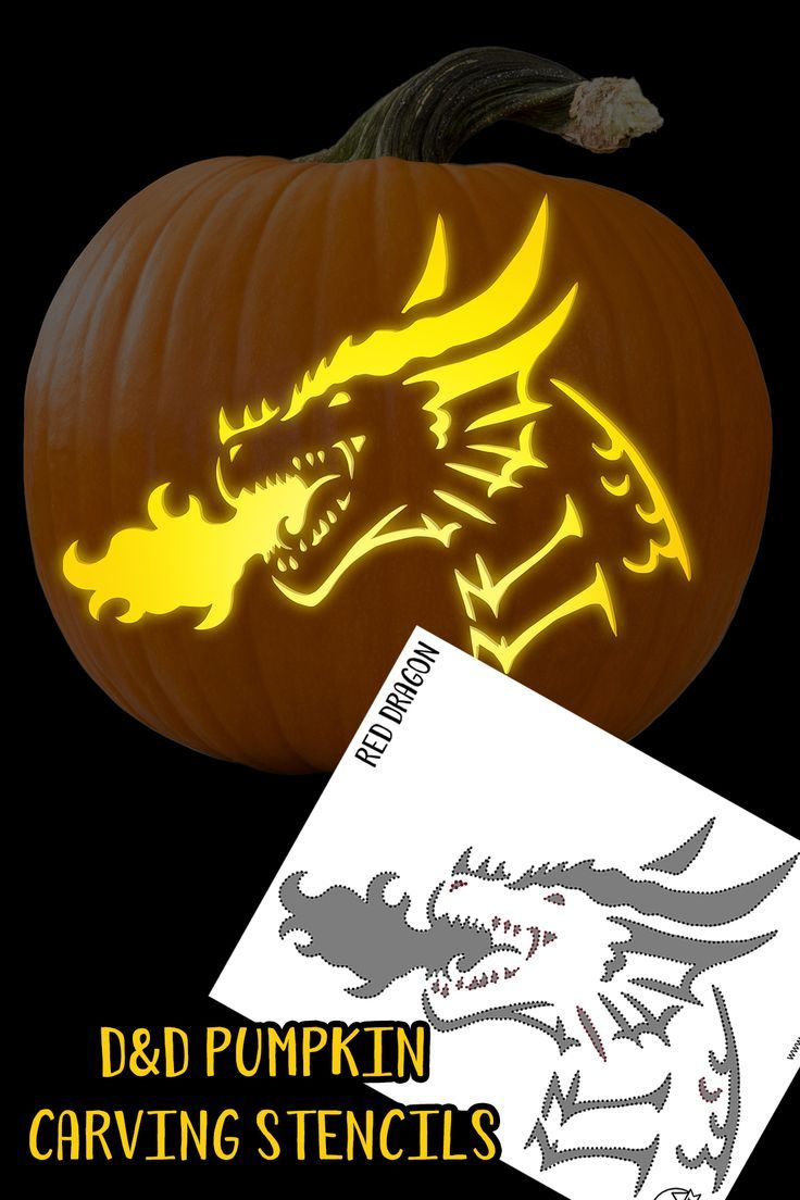 Dnd Pumpkin Carving Stencils, Printable Pdf, Halloween Pumpkin pertaining to Dragon Pumpkin Stencil Printable