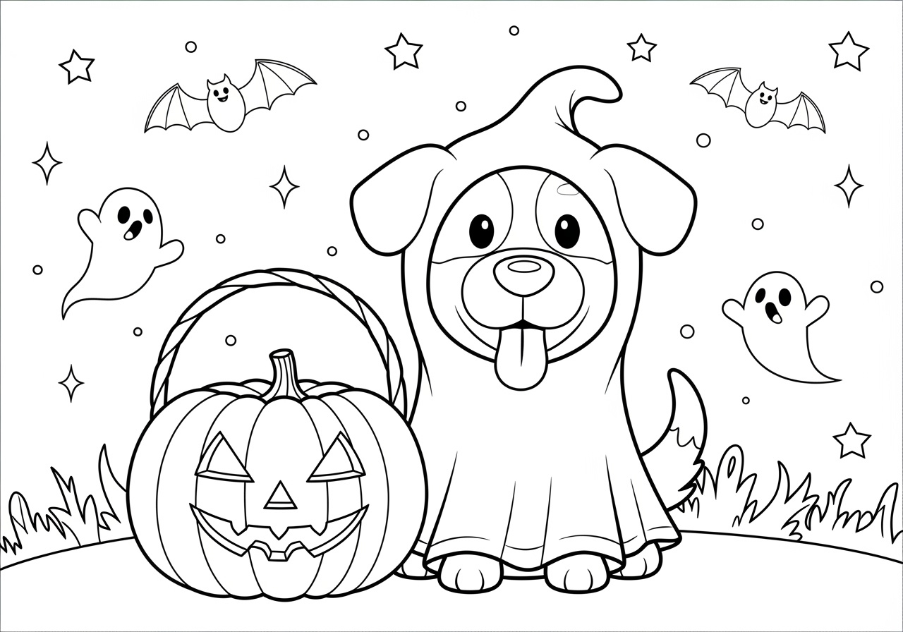 Dog Halloween Coloring Page To Print And Color throughout Printable Halloween Dog Coloring Pages