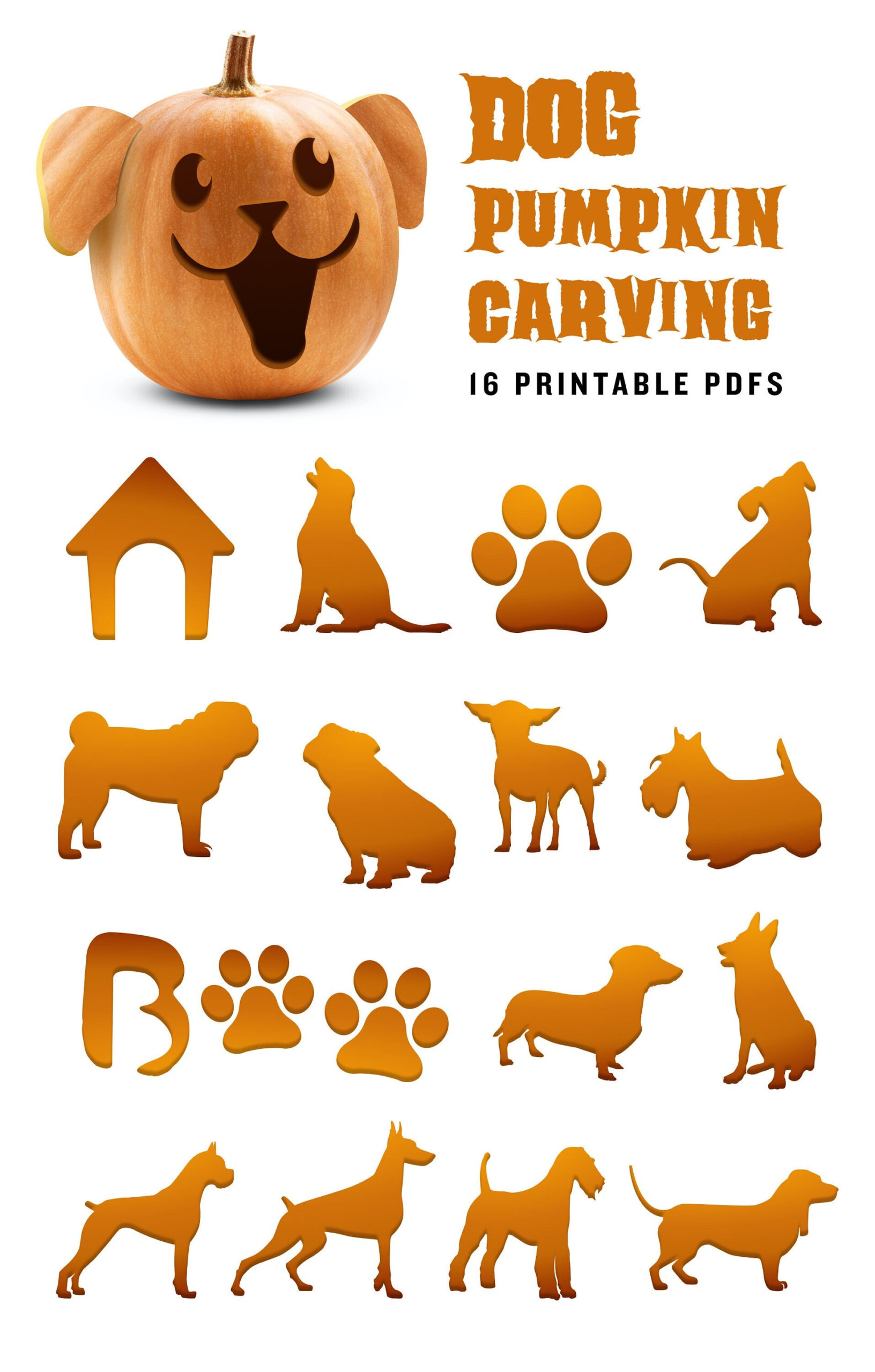 Dog Pumpkin Carving Stencil Pack | Halloween Pumpkin Patterns With intended for Printable Dog Pumpkin Stencil