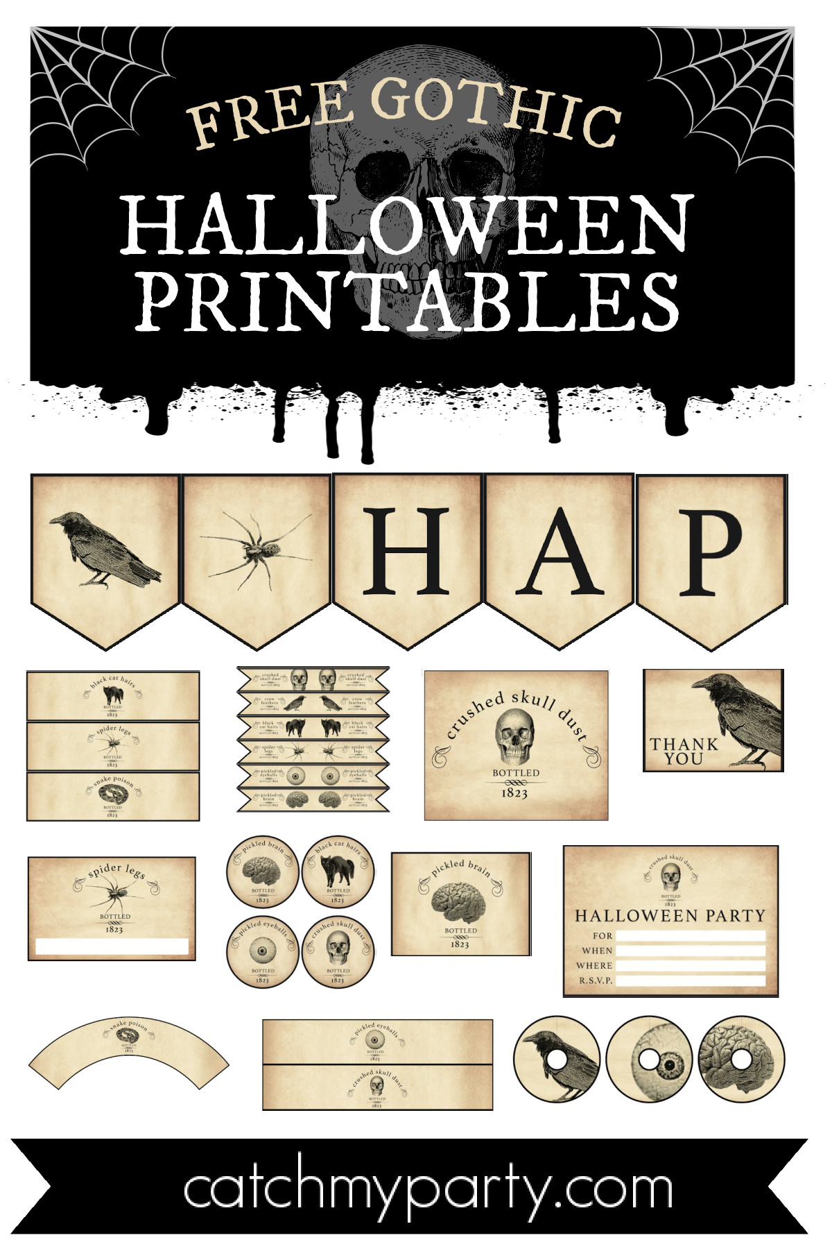 Download The Best Free Gothic Halloween Party Printables! | Catch with regard to Free Printable Halloween Party
