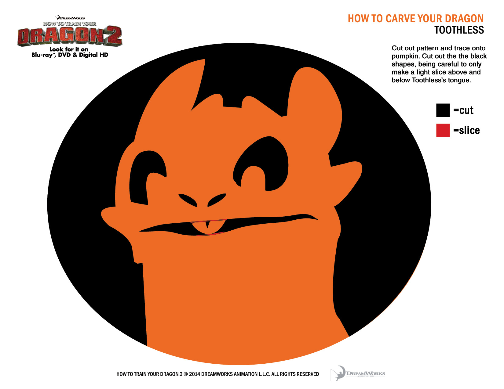 Dreamworks Animation How To Train Your Dragon 2 Halloween Masks in Toothless Pumpkin Stencil Printable