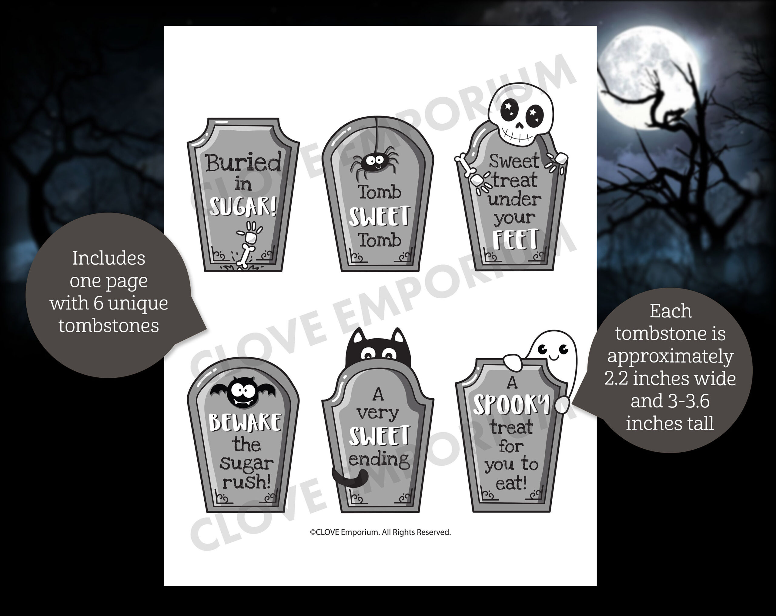 Druckbare Halloween Tombstone Cupcake Toppers, Sofortiger Download within Printable Halloween Tombstones