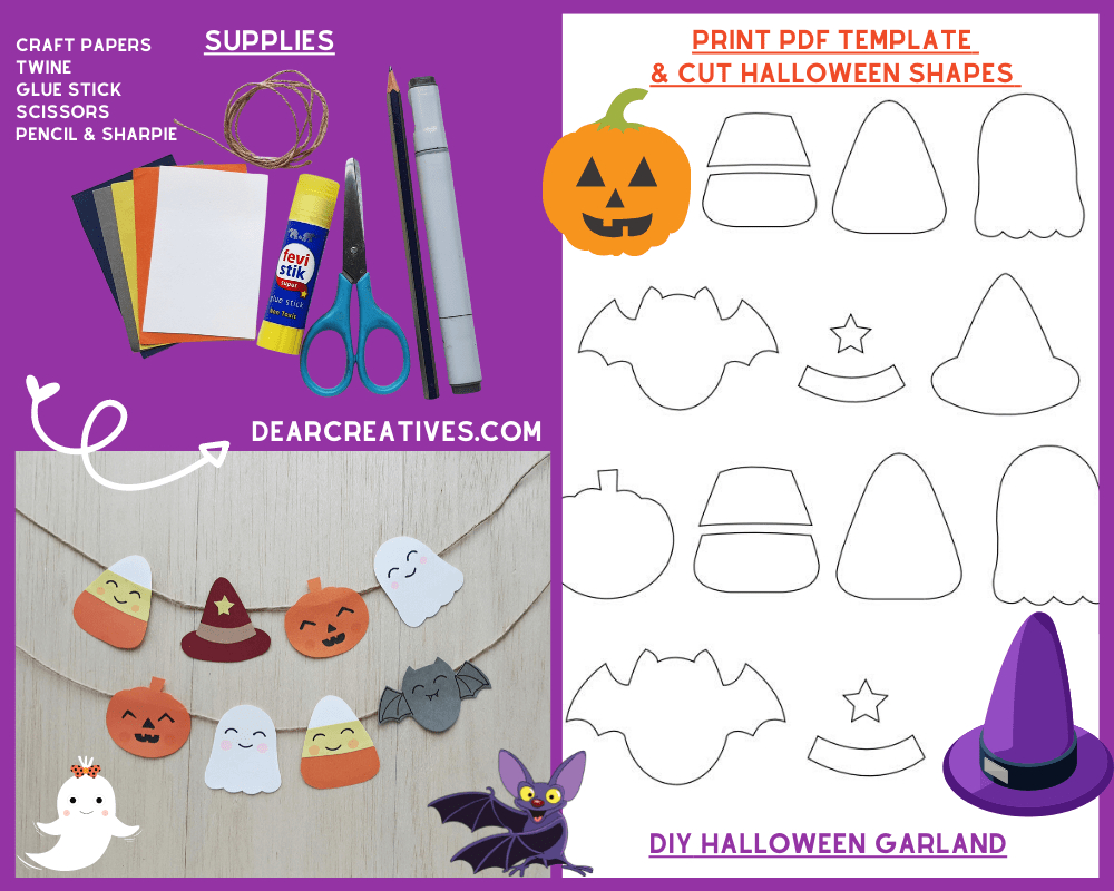 Easy Diy Halloween Garland (Or Banner) With Free Printable within Printable Halloween Felt Patterns