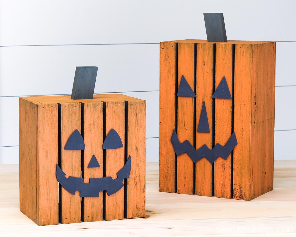Easy Diy Wooden Pumpkin Lantern (2 Patterns) | Saws On Skates® intended for Printable Halloween Scroll Saw Patterns