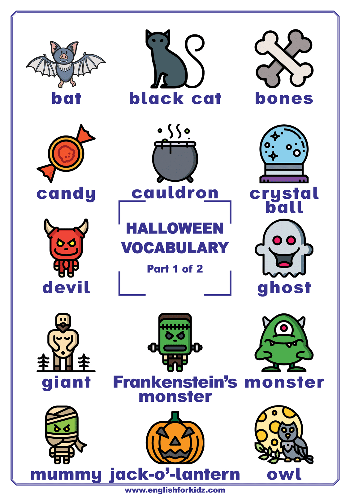 English For Kids Stepstep: Halloween Vocabulary Posters with regard to Printable Halloween Vocabulary