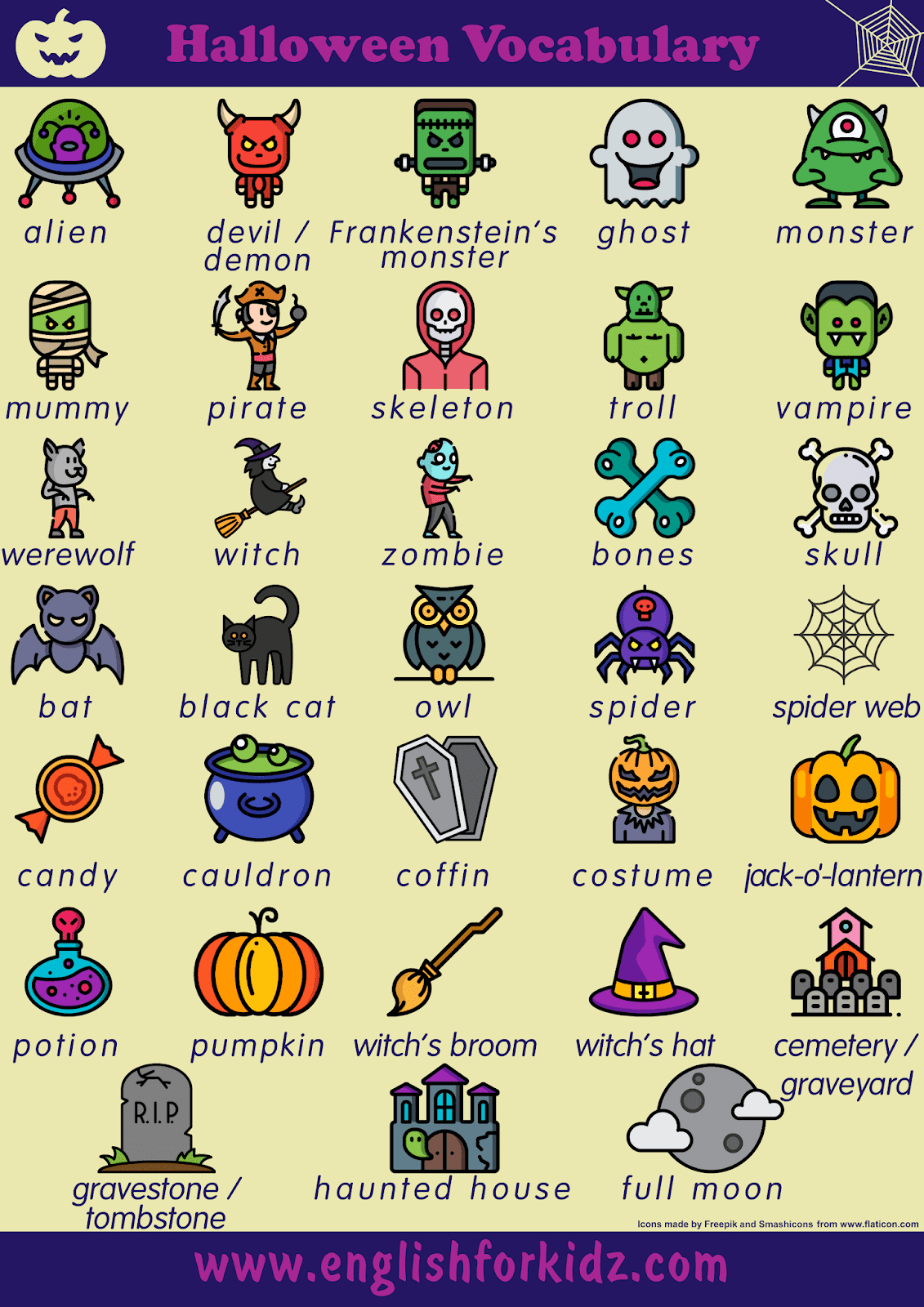 English For Kids Stepstep: Printable Halloween Worksheets inside Printable Halloween Vocabulary