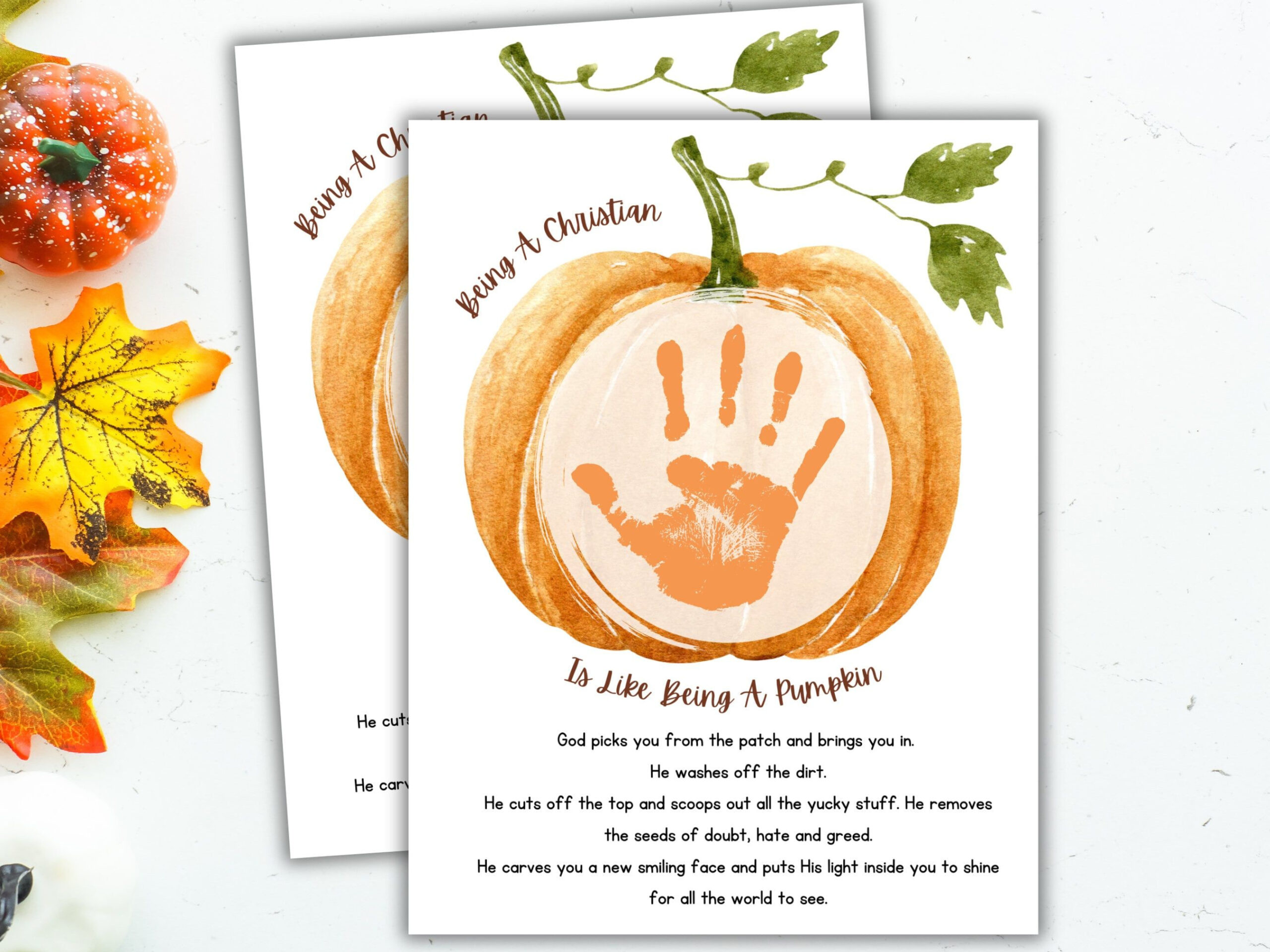 Fall Handprint Art Craft, Being A Christian Is Like Being A inside Christian Pumpkin Poem Printable