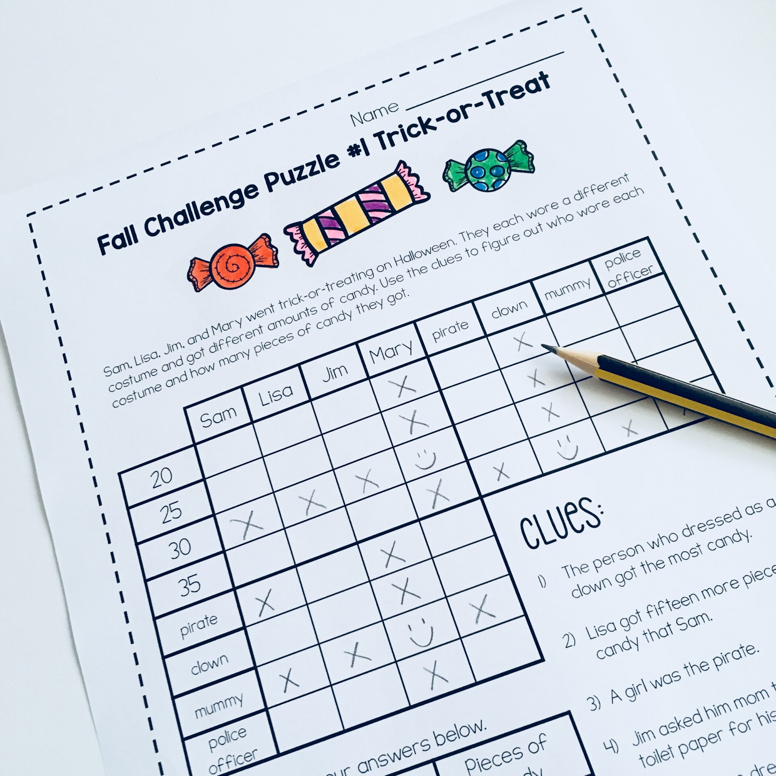 Fall Logic Puzzles - Mrs. Thompsons Treasures - Worksheets Library for Printable Halloween Logic Puzzles
