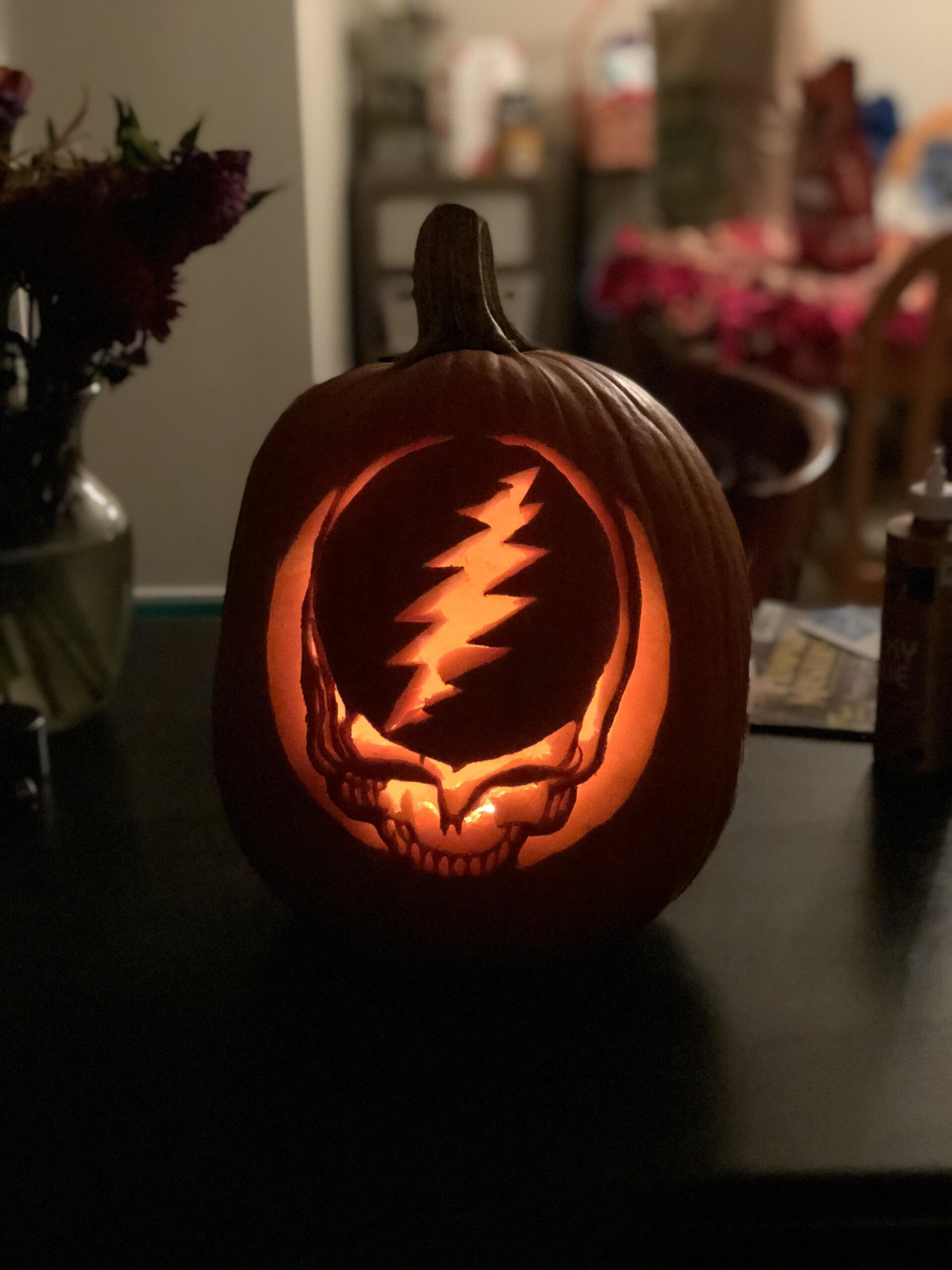 Figured I&amp;#039;D Try My Hand At The Stealie Pumpkin Very Pleased inside Printable Grateful Dead Pumpkin Stencil