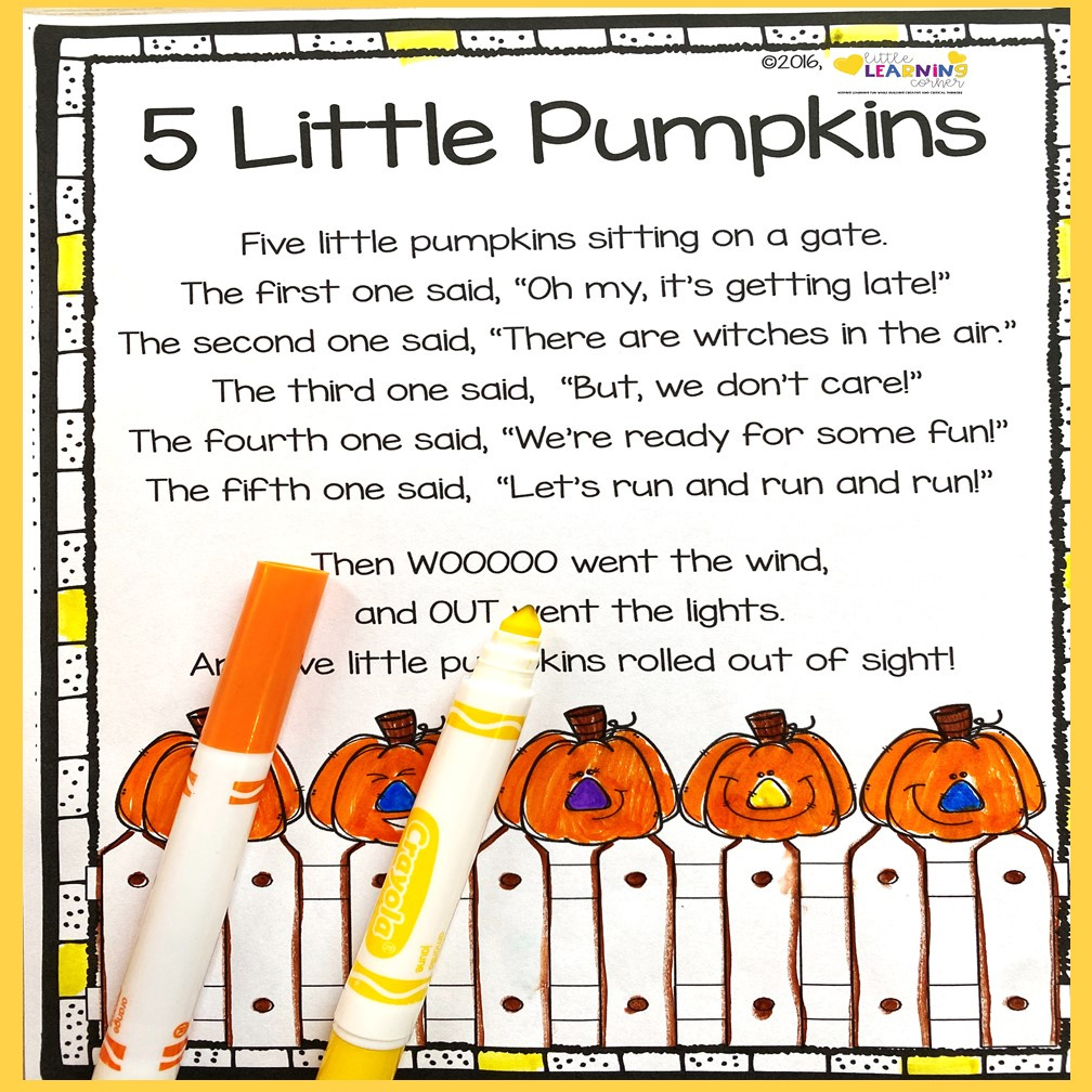 Five Little Pumpkins Poem For Kids throughout Five Little Pumpkins Poem Printable