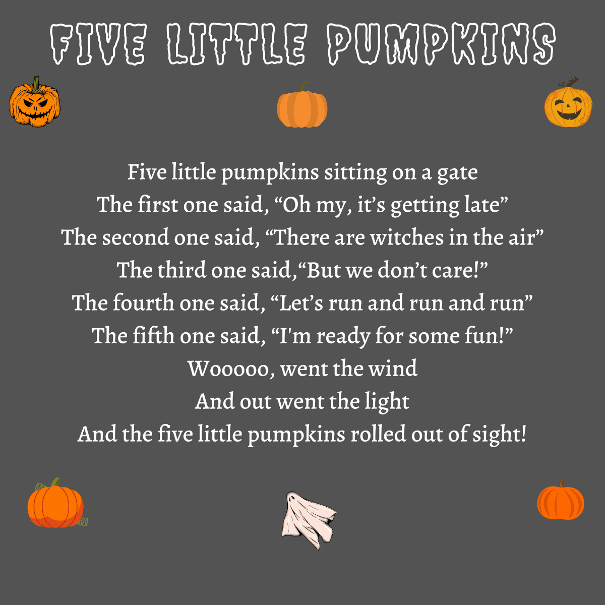 Five Little Pumpkins Printable Lyrics, Origins, And Video intended for Five Little Pumpkins Poem Printable