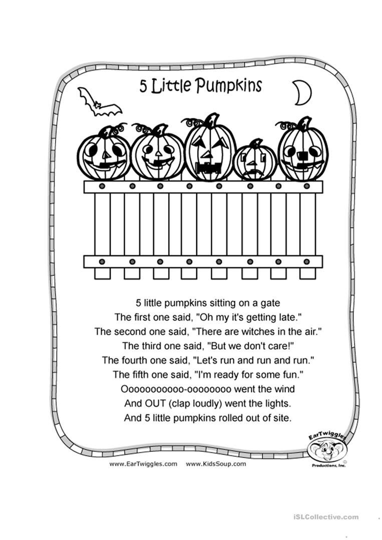Five Little Pumpkins Printable Poem - Printable Party Favors intended for 5 Little Pumpkins Printable Book