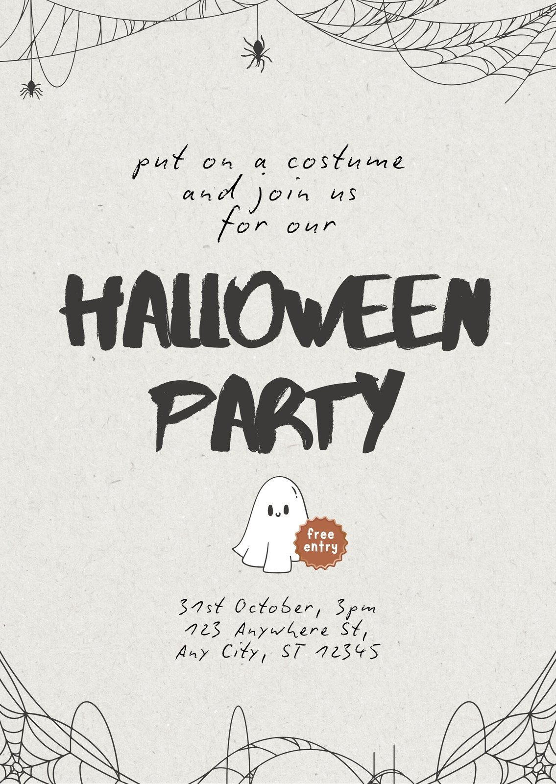 Free Custom Printable Halloween Invitation Templates | Canva with Printable Halloween Party Invitation