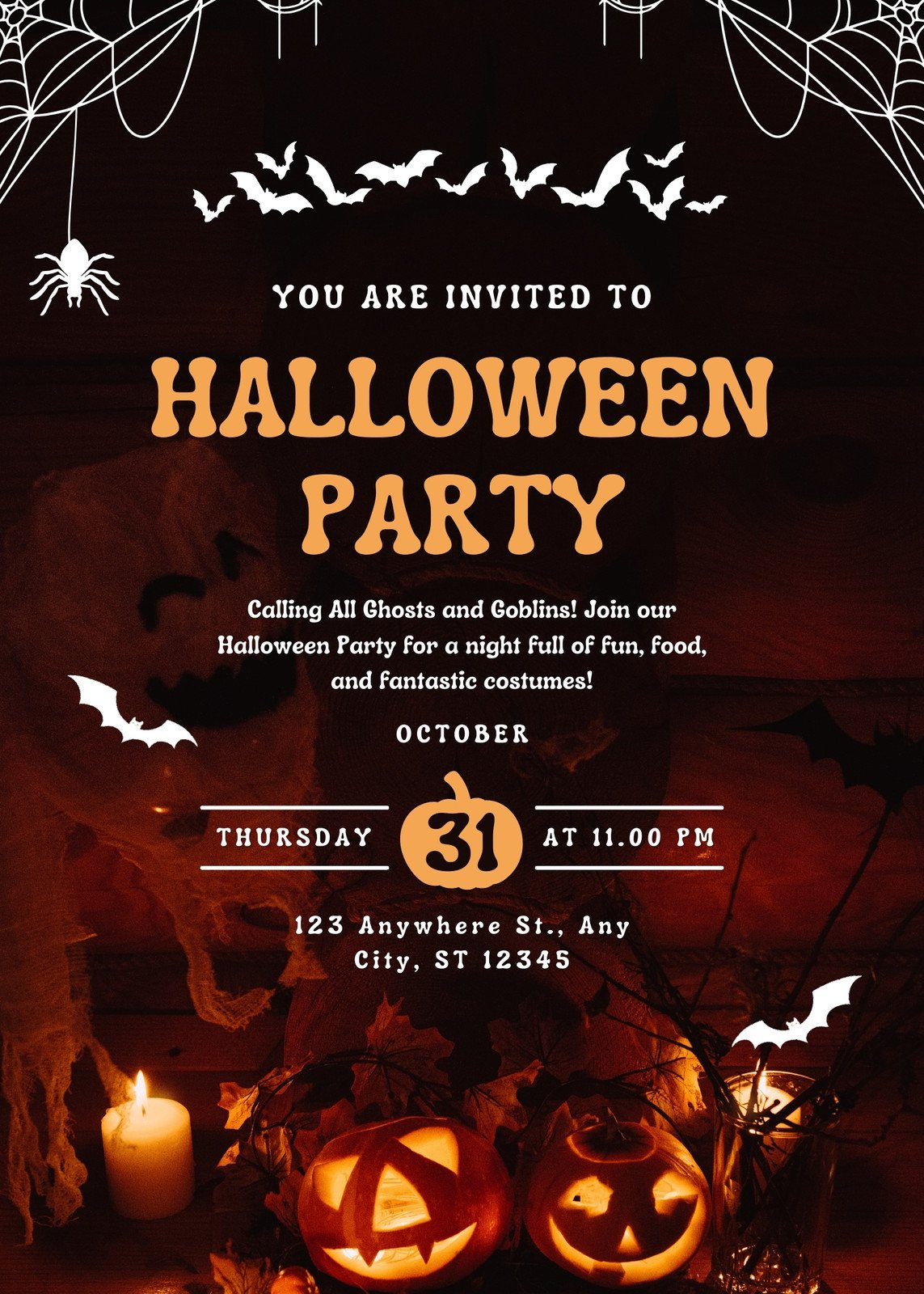 Free Custom Printable Halloween Invitation Templates | Canva with Printable Halloween Party Invitations For Adults