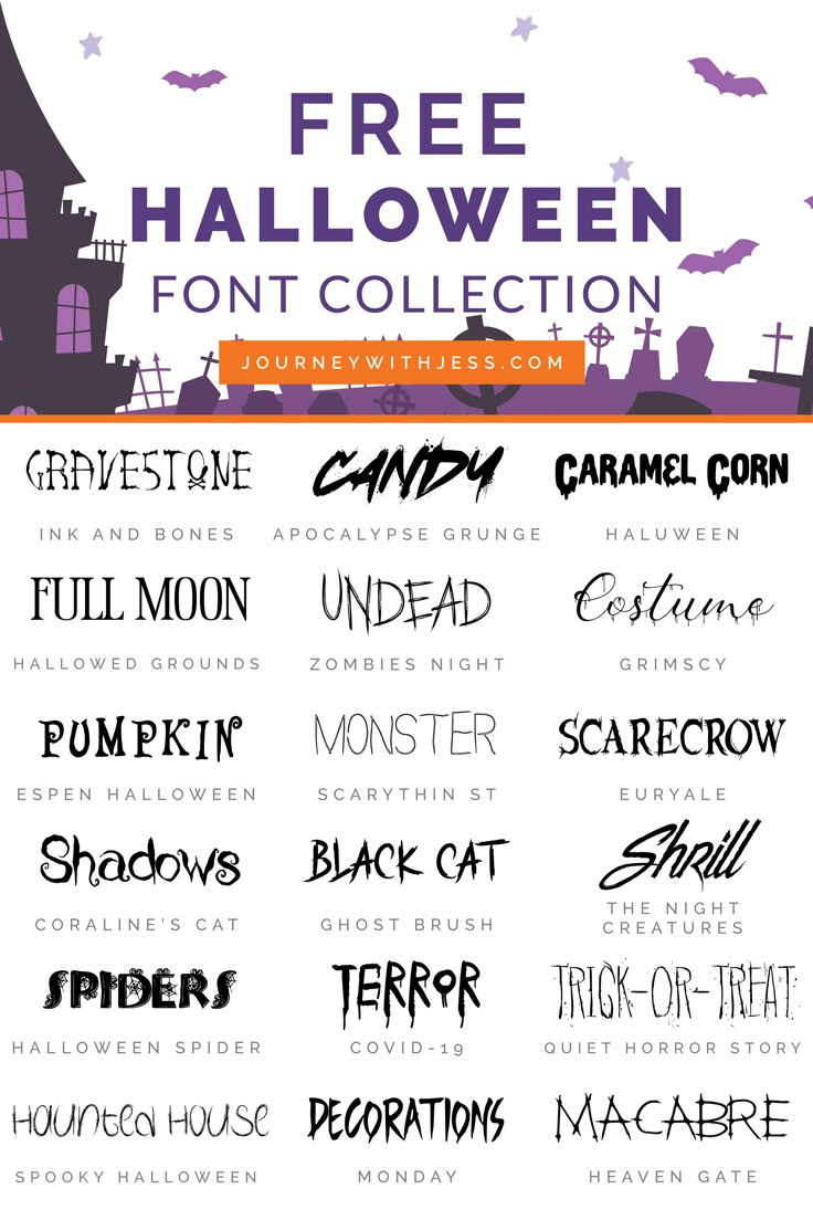 Free Font Collection: Spooky Halloween — Journey With Jess with Printable Halloween Fonts
