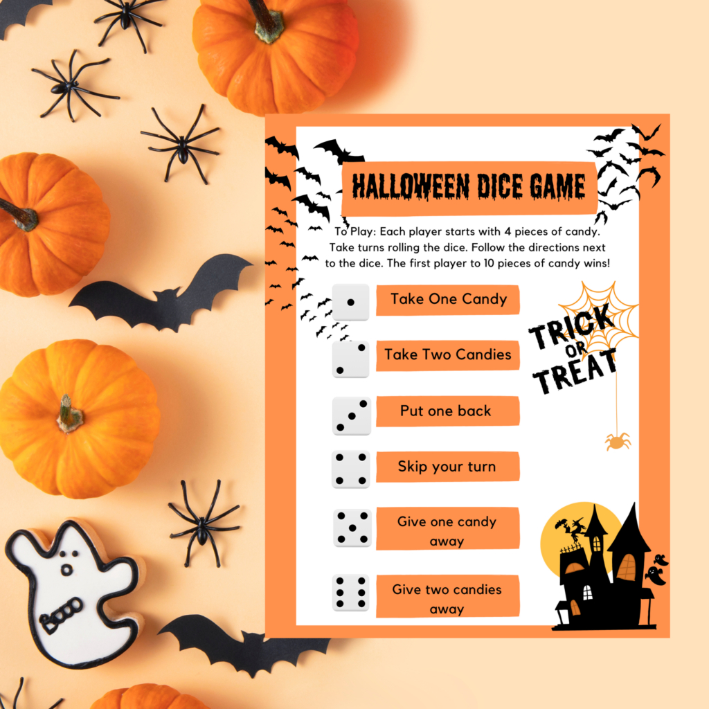 Free Halloween Dice Game - Engineering Evening inside Free Printable Halloween Dice Game