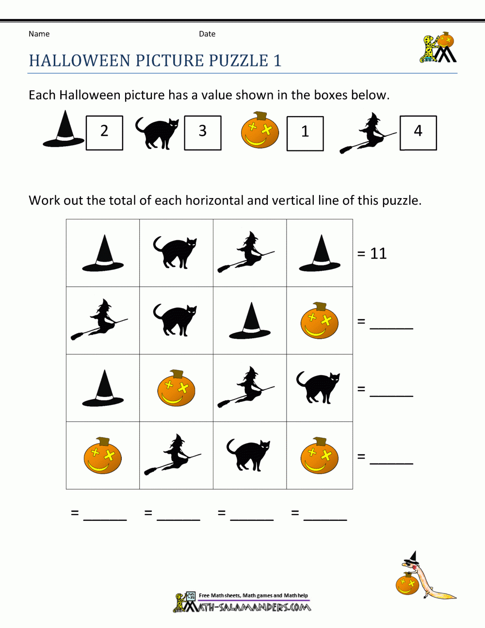 Free Halloween Math Worksheets with regard to Free Printable Halloween Math Worksheets