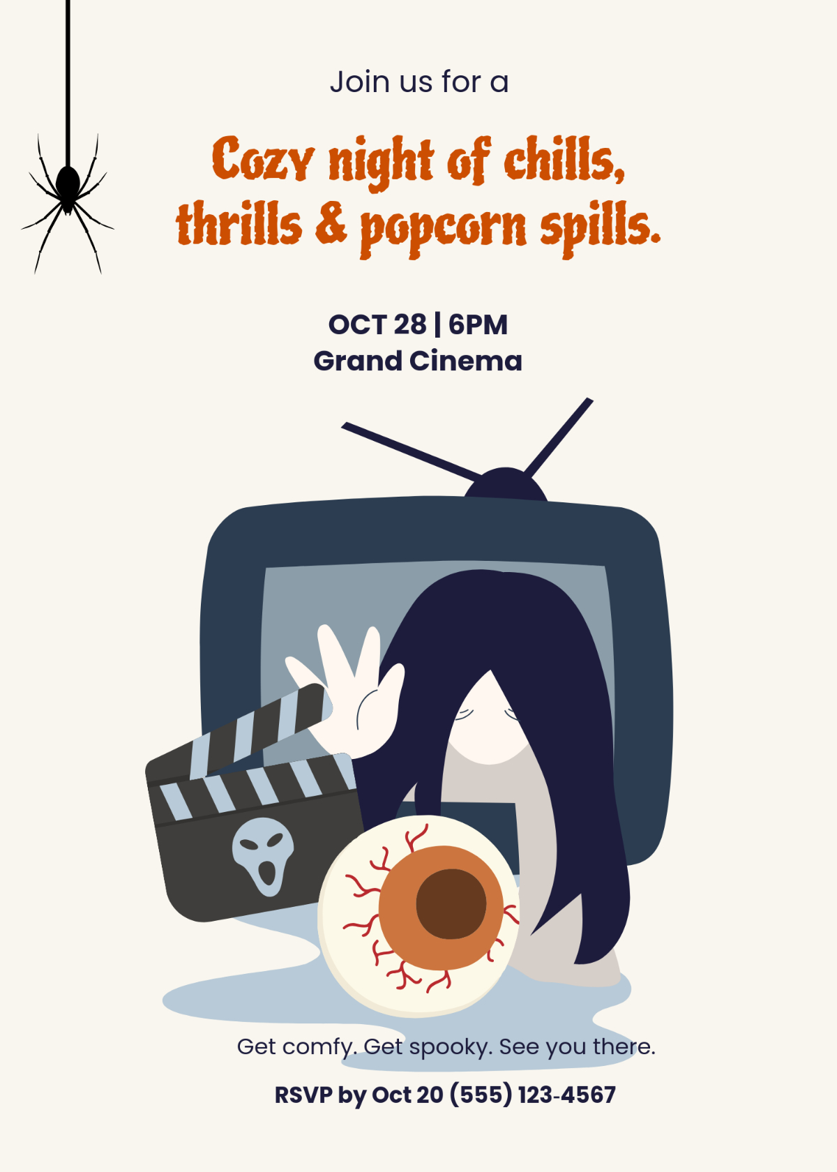 Free Halloween Movie Night Invitation Template To Edit Online in Printable Halloween Movie Night Invitations