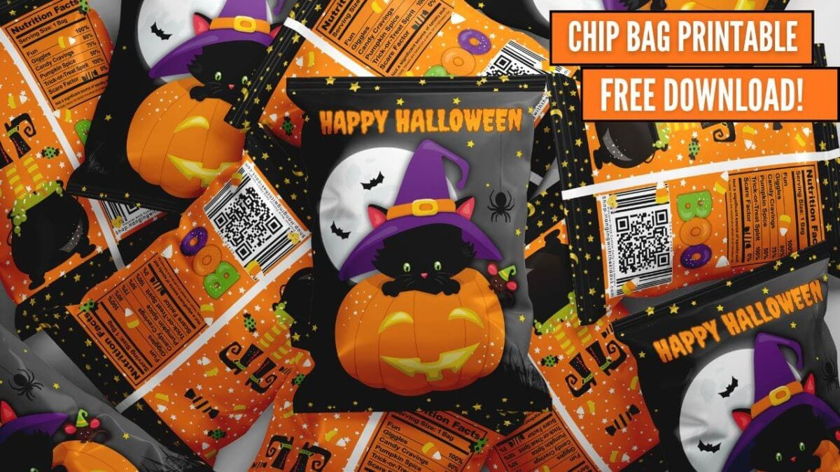 Free Halloween Party Favor Chip Bag Printable for Printable Halloween Chip Bag
