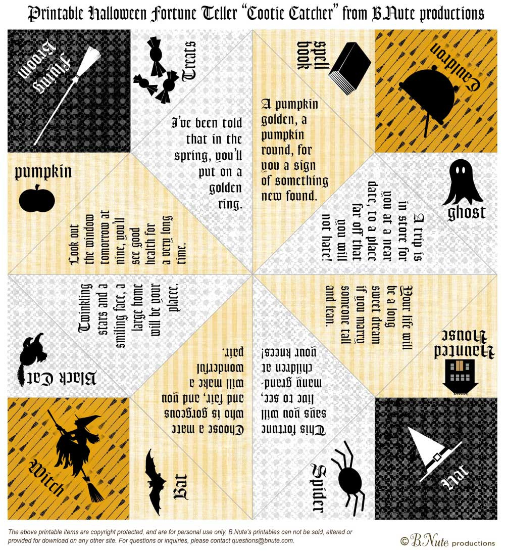 Free Halloween Party Printables From B.nute Productions | Catch My for Printable Halloween Fortune Teller