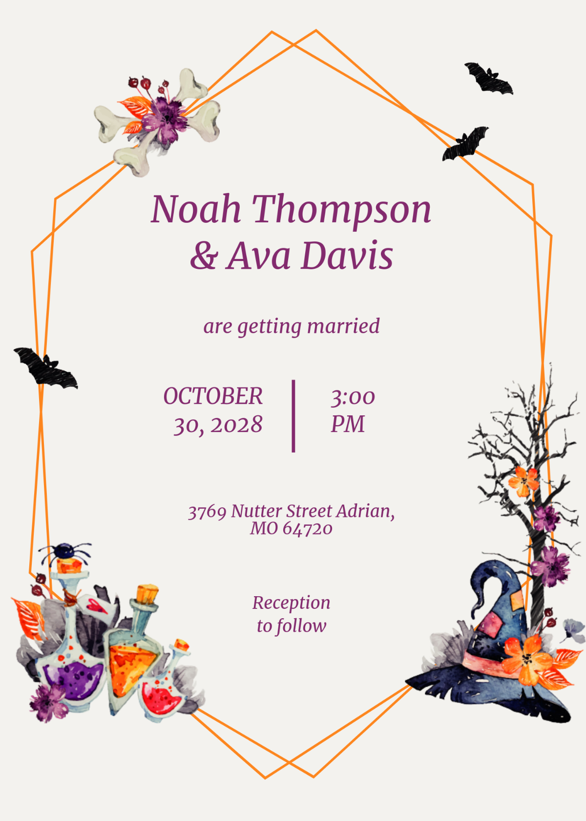 Free Halloween Wedding Invitation Template To Edit Online in Printable Halloween Wedding Invitations