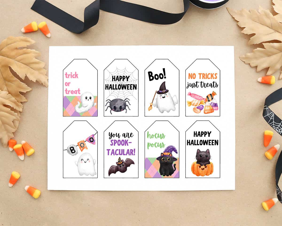 Free Happy Halloween Printable Tags - Instant Download - Aubree for Printable Halloween Tags For Goodie Bags