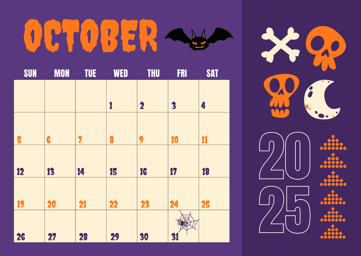 Free Modern October 2025 Halloween Calendar Template To Edit Online with regard to October Halloween Calendar Free Printable