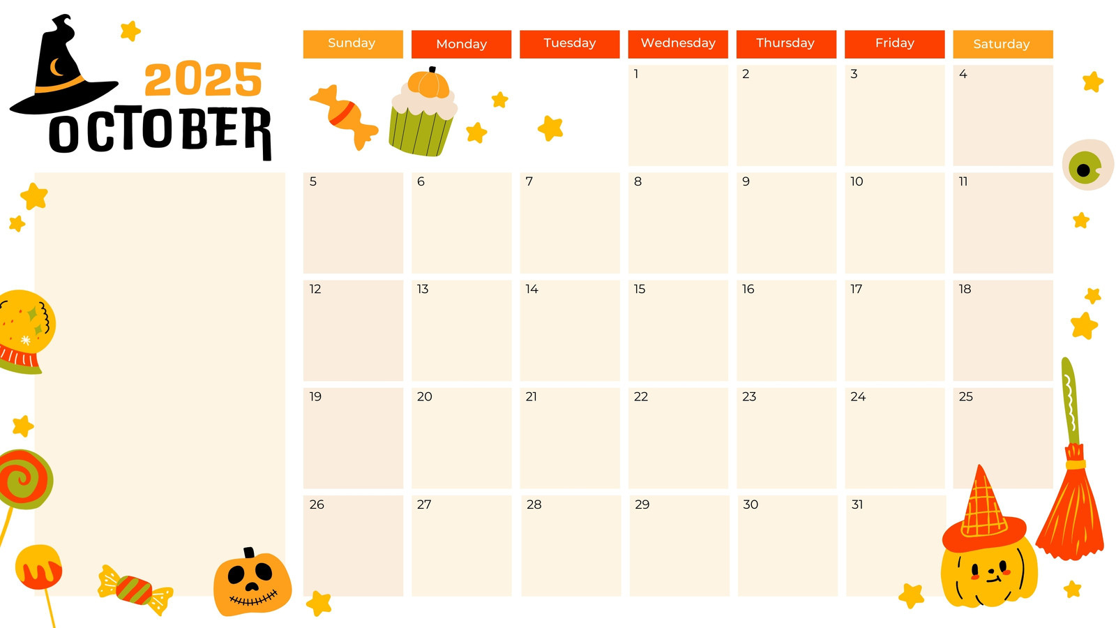 Free October 2025 Calendar Templates To Customize | Canva throughout Printable Halloween Calendar 2025