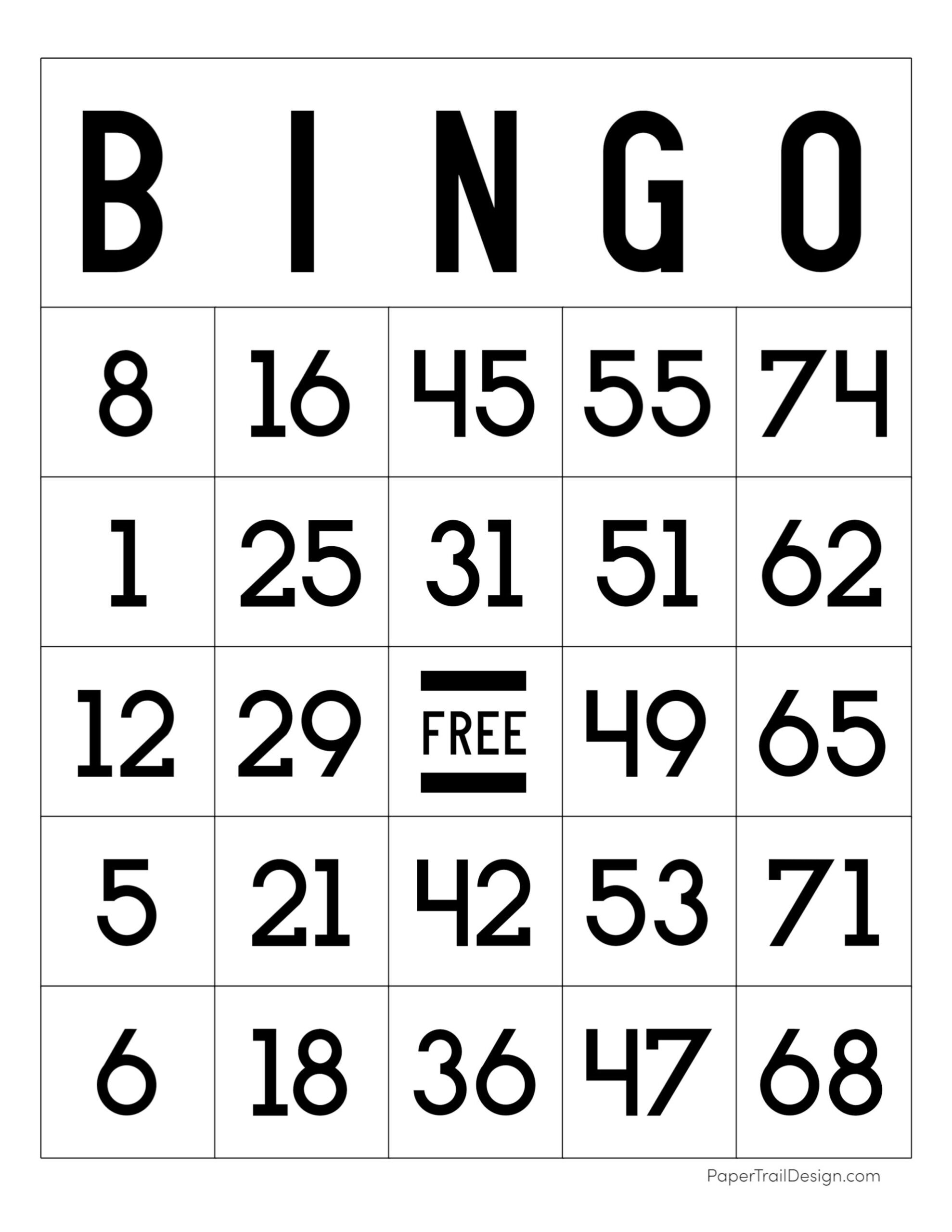 Free Printable Bingo Cards - Paper Trail Design in Large Print Bingo Cards