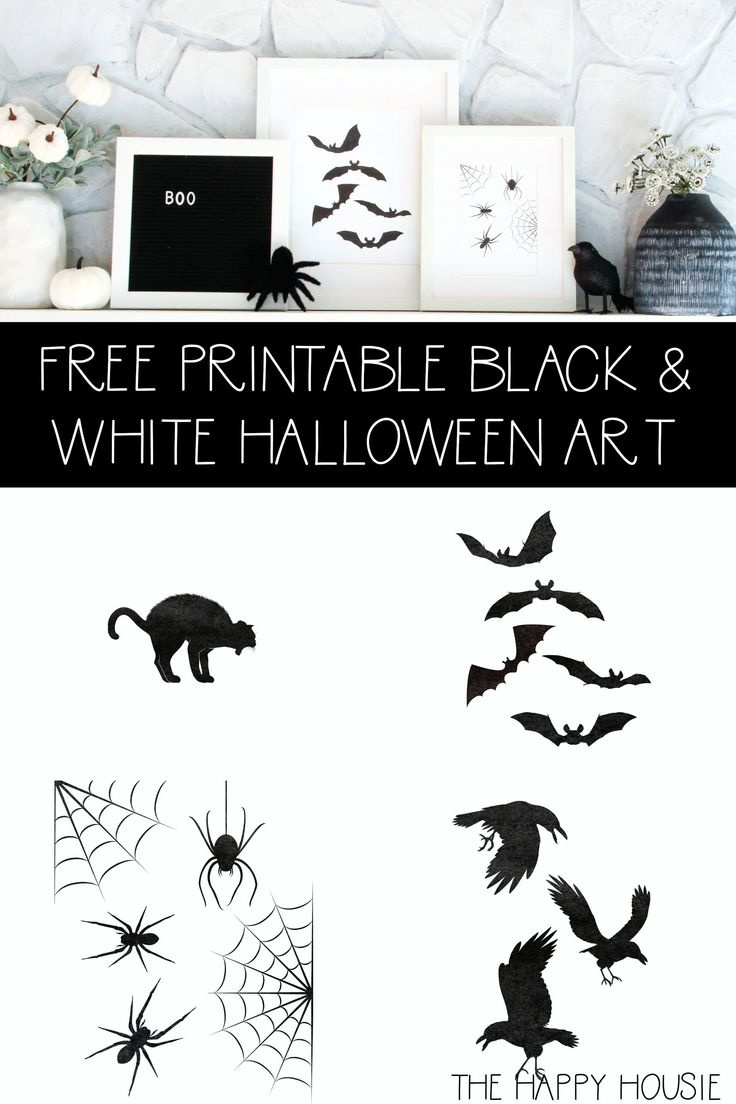 Free Printable Black And White Halloween Art pertaining to Printable Halloween Prints
