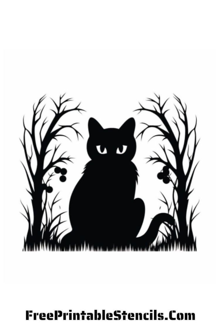Free Printable Black Cat Stencil For Halloween inside Printable Halloween Cat Silhouette