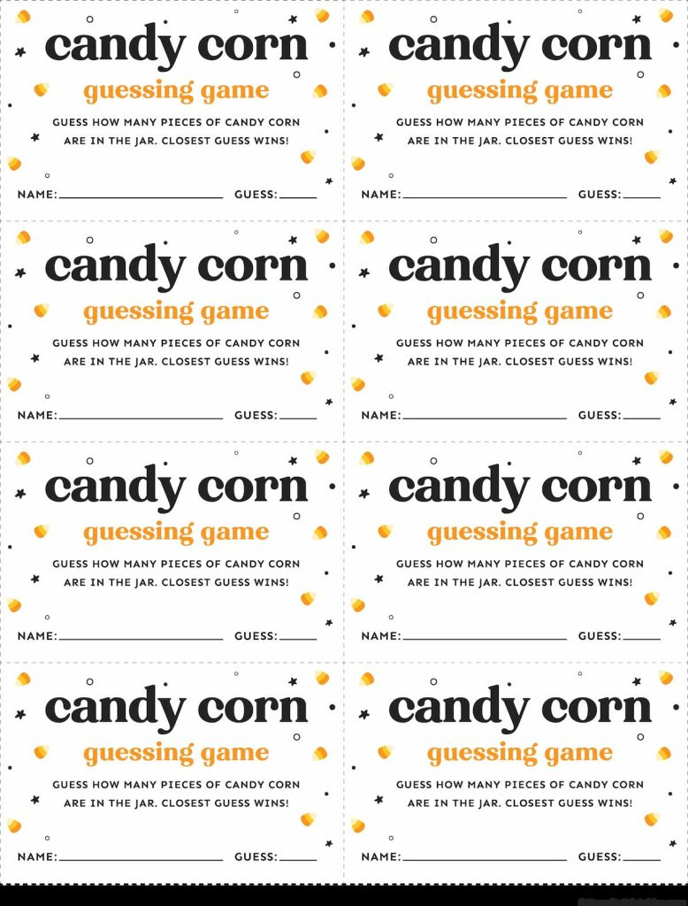 Free Printable Candy Corn Guessing Game Cards - Favorite Printables in Guess How Many in the Jar Printable Halloween