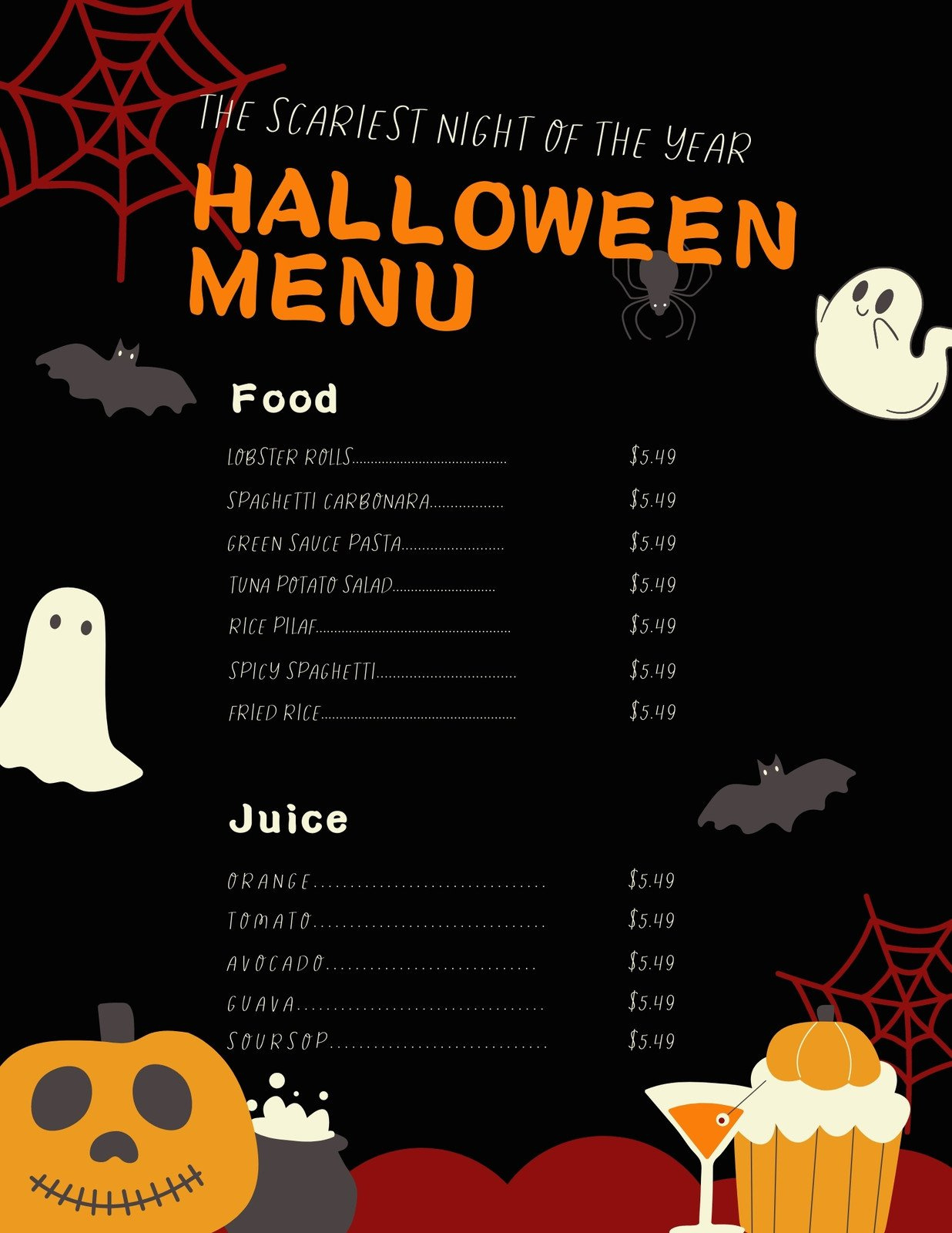 Free, Printable, Customizable Halloween Menu Templates | Canva in Printable Halloween Menu