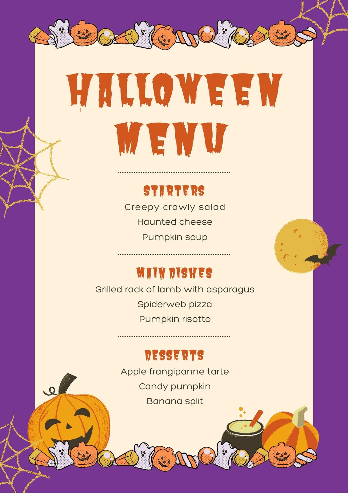 Free, Printable, Customizable Halloween Menu Templates | Canva with Printable Halloween Menu